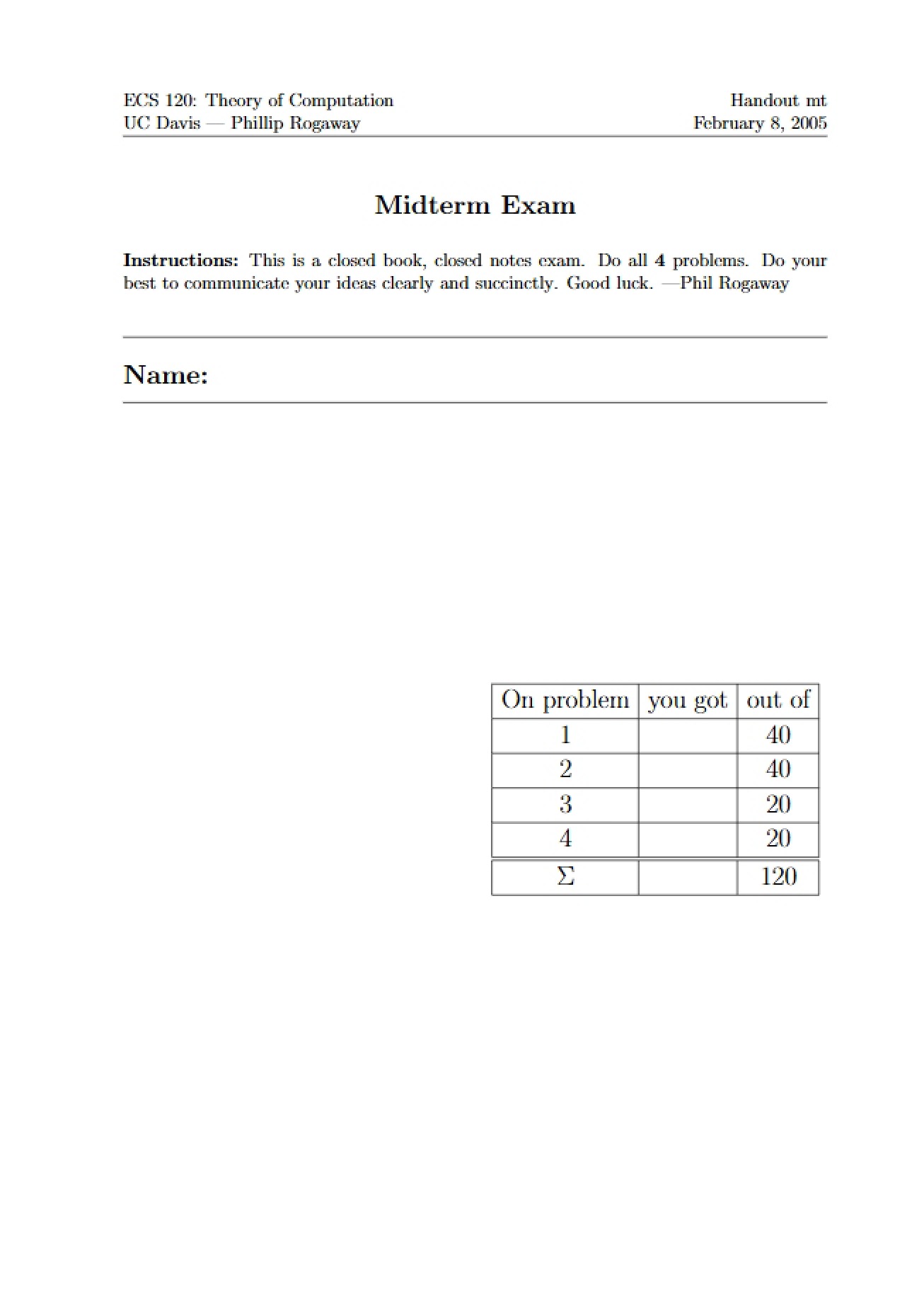 ECS 120 Midterm