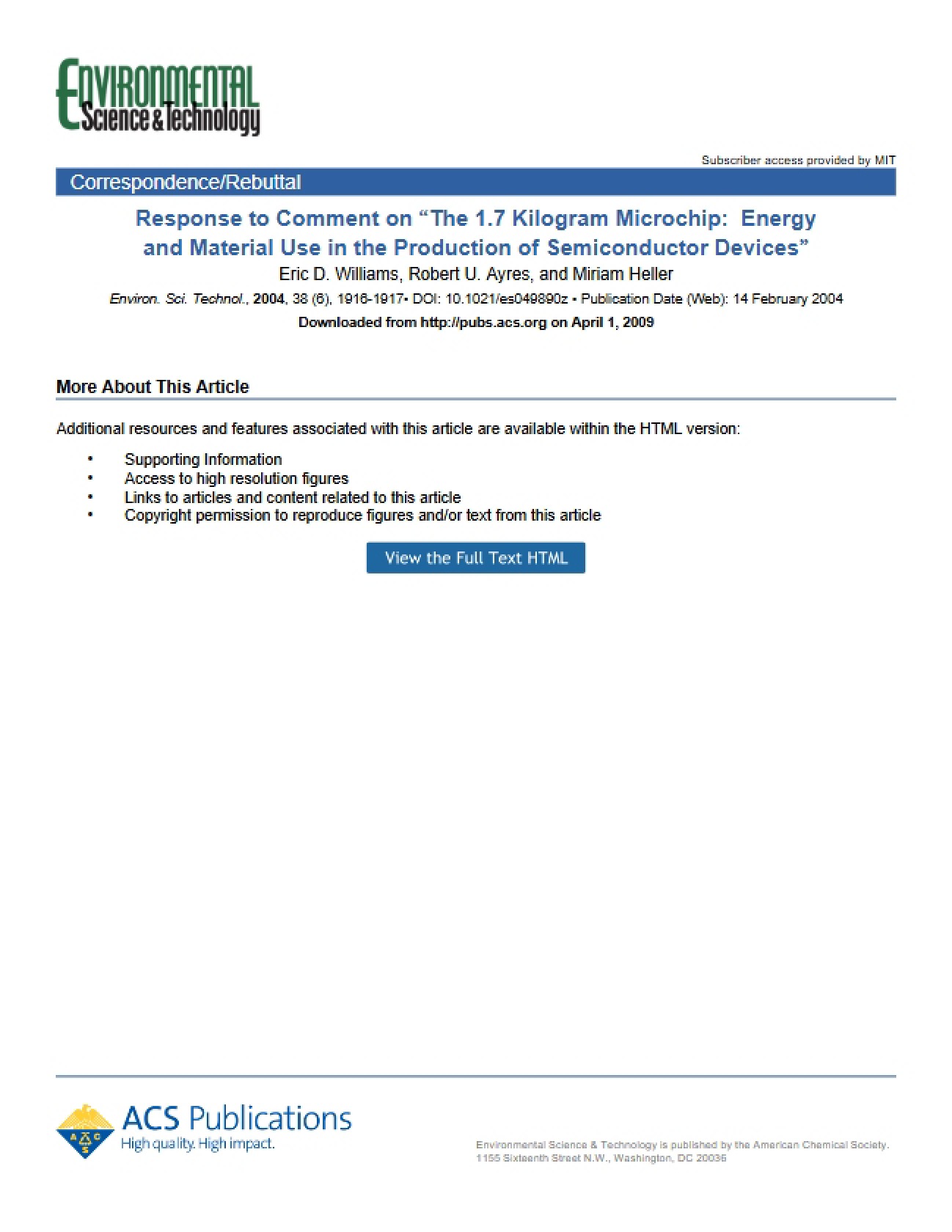 Semiconductor Device Production: Material and Energy Usage