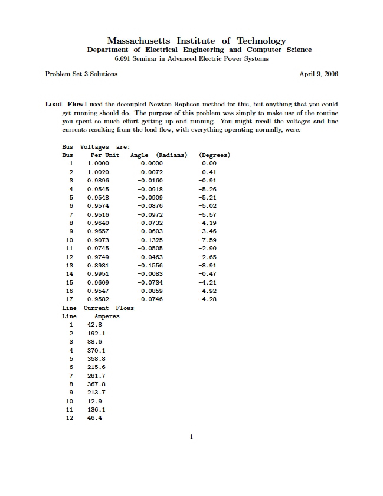 Solutions for the Third Problem Set