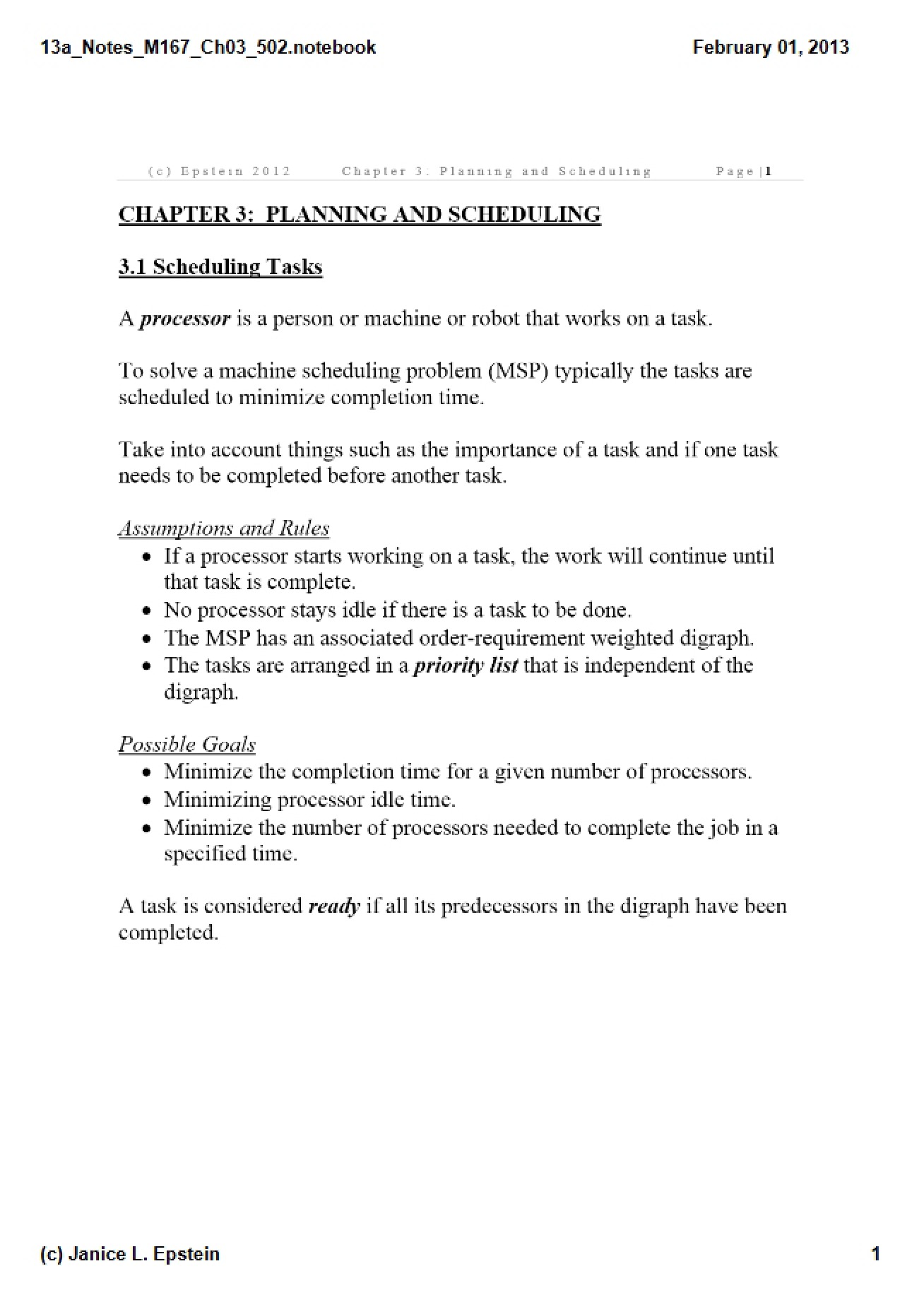 Notes for Math 141 Chapter 3 (M167)