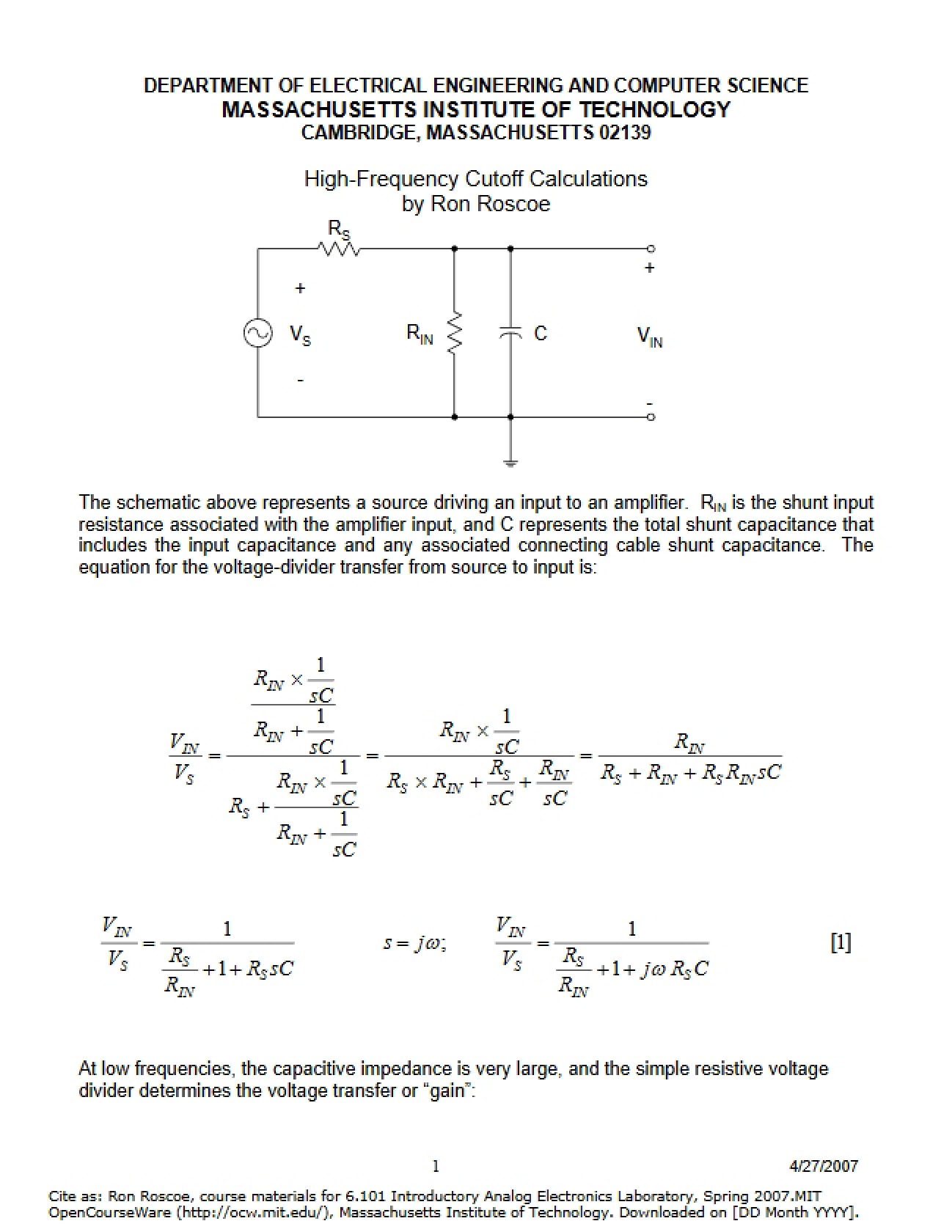 Calculating High-Frequency Cutoffs