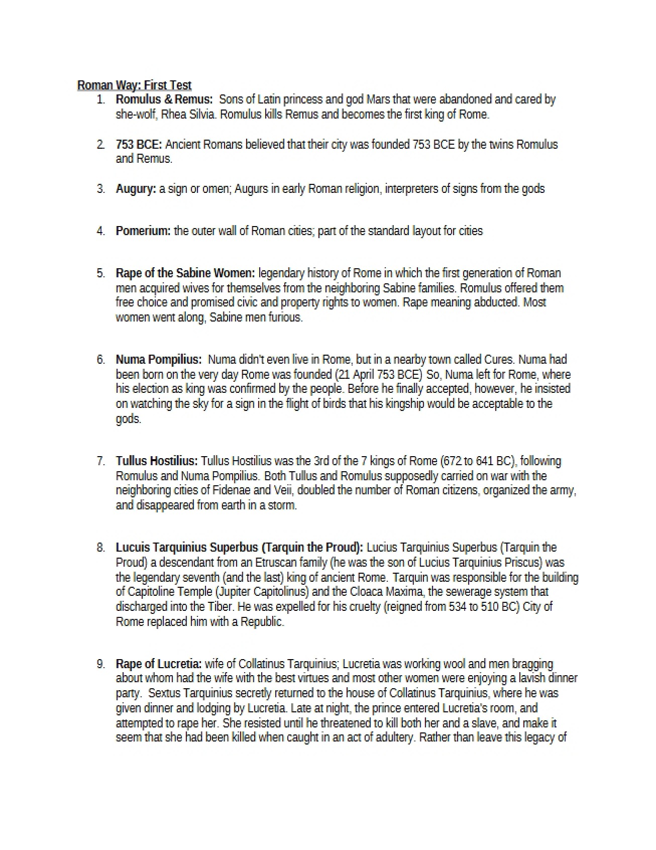 Second Study Guide for The Roman Way