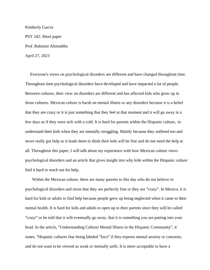 Psychological Disorders in Mexican Culture