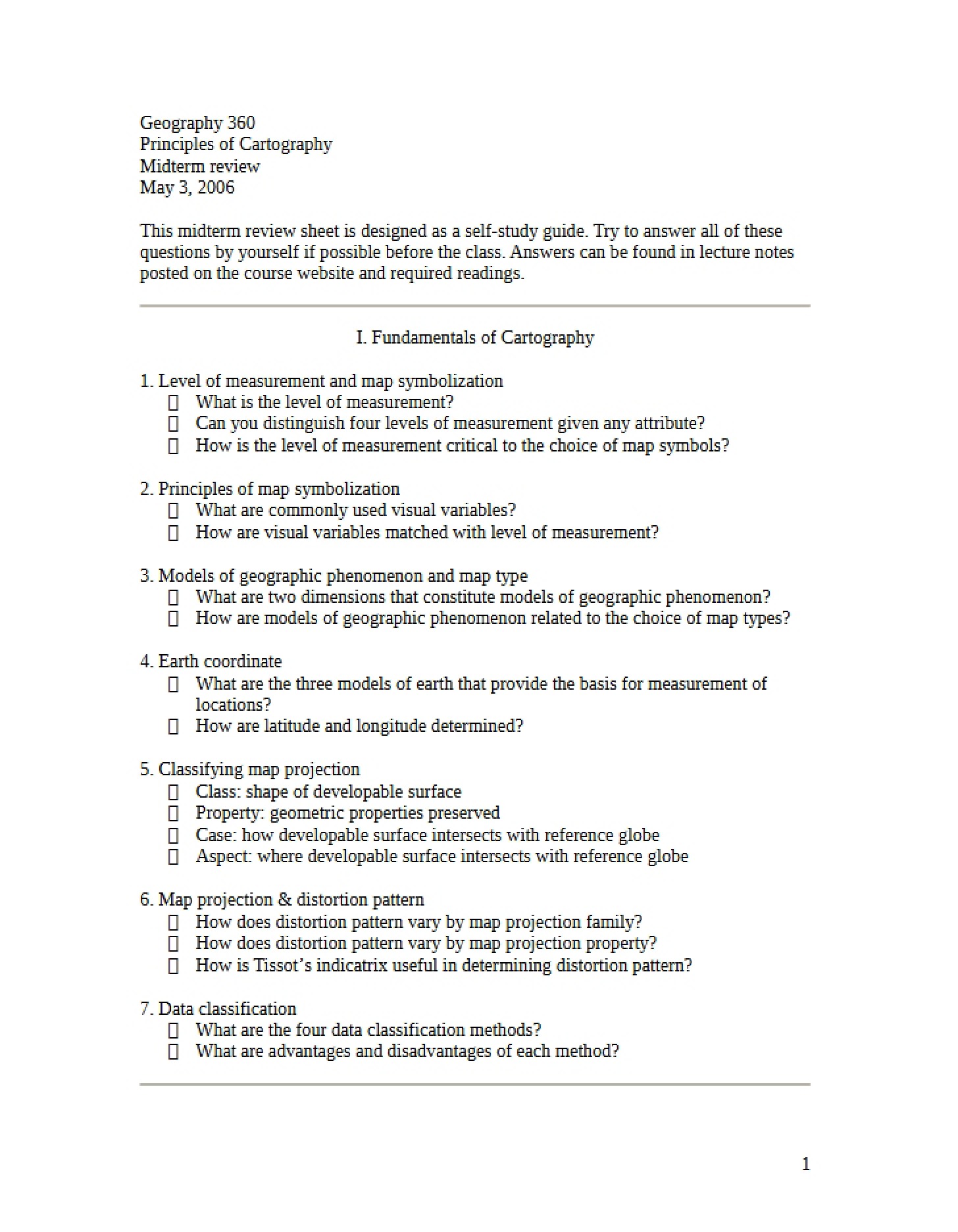 Review for Midterm