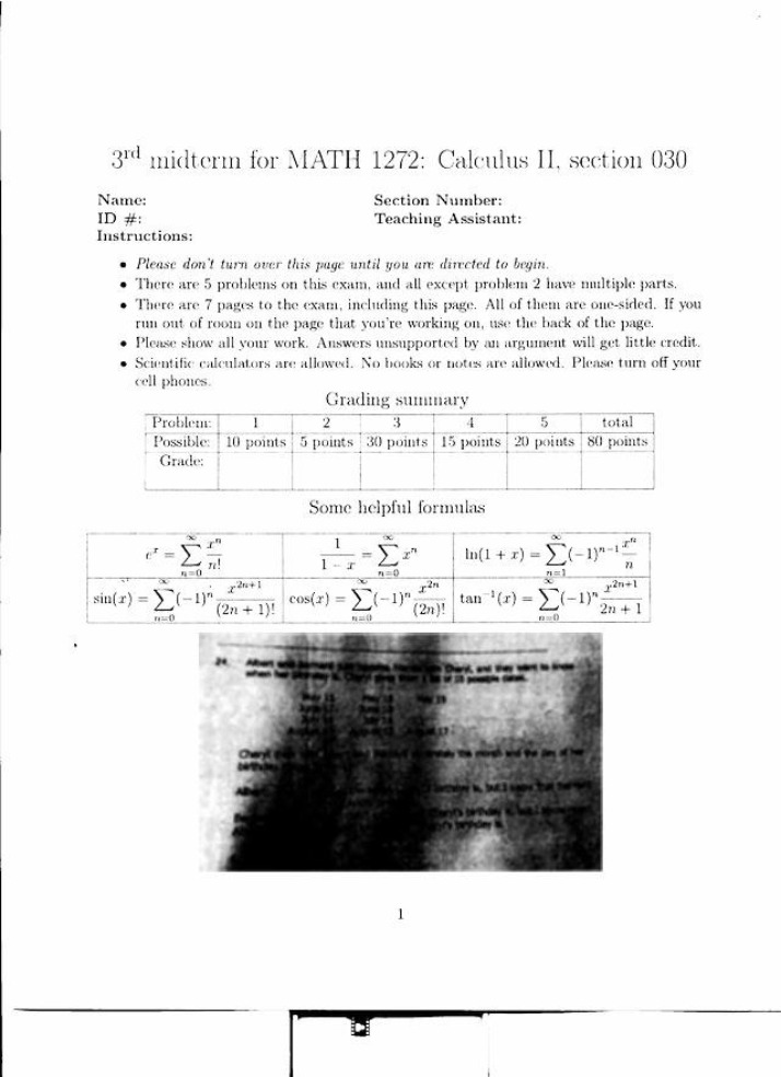 MATH 1272 Calculus II - 3rd Midterm (Section 030)
