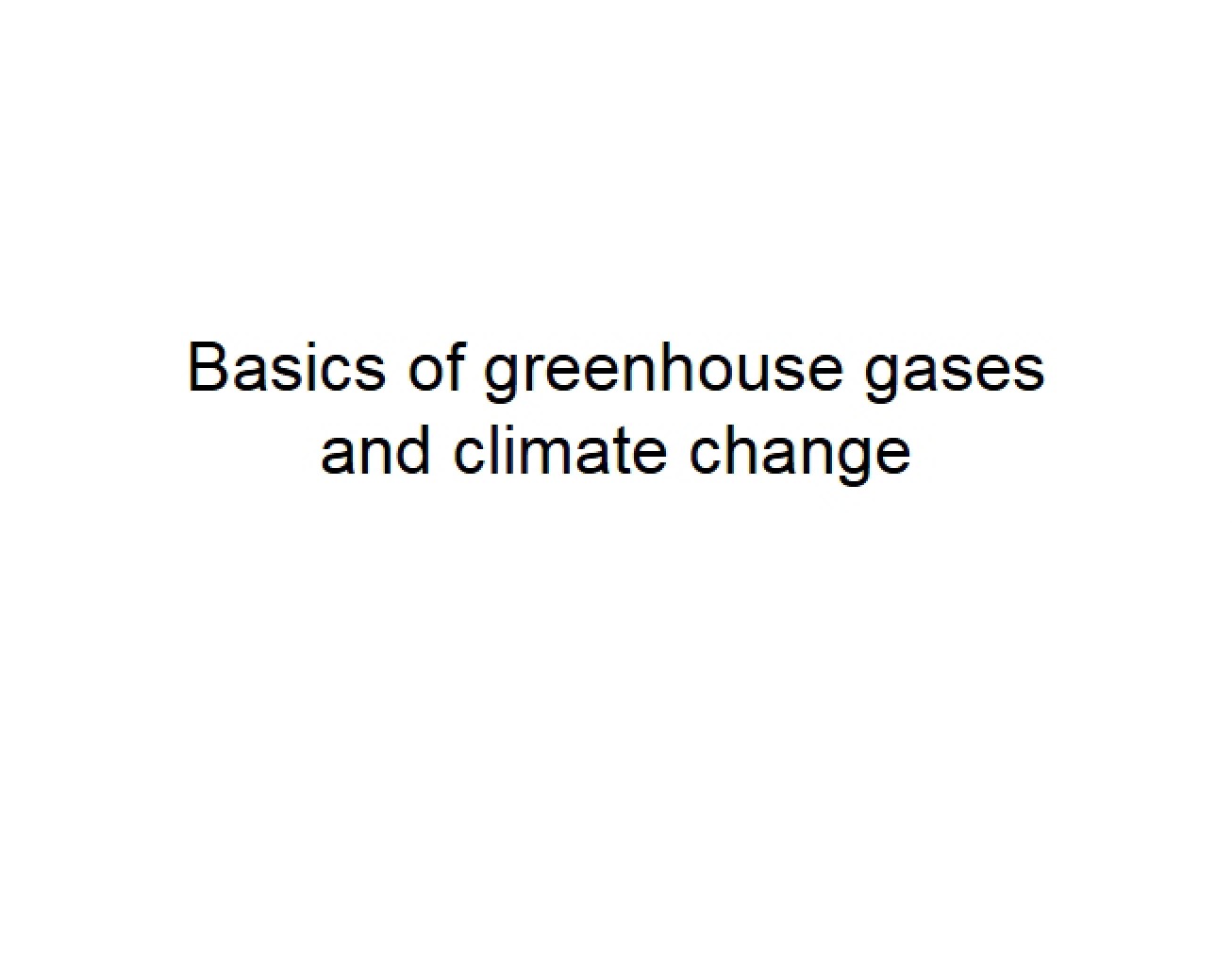 Basics of Carbon and Climate
