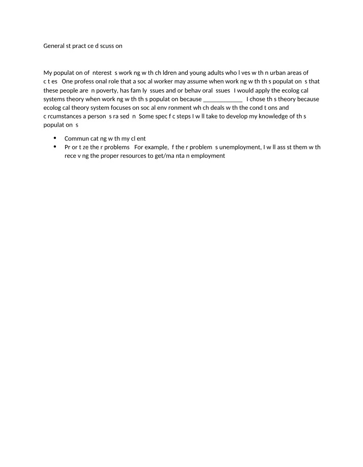 Discussion on Generalist Practice