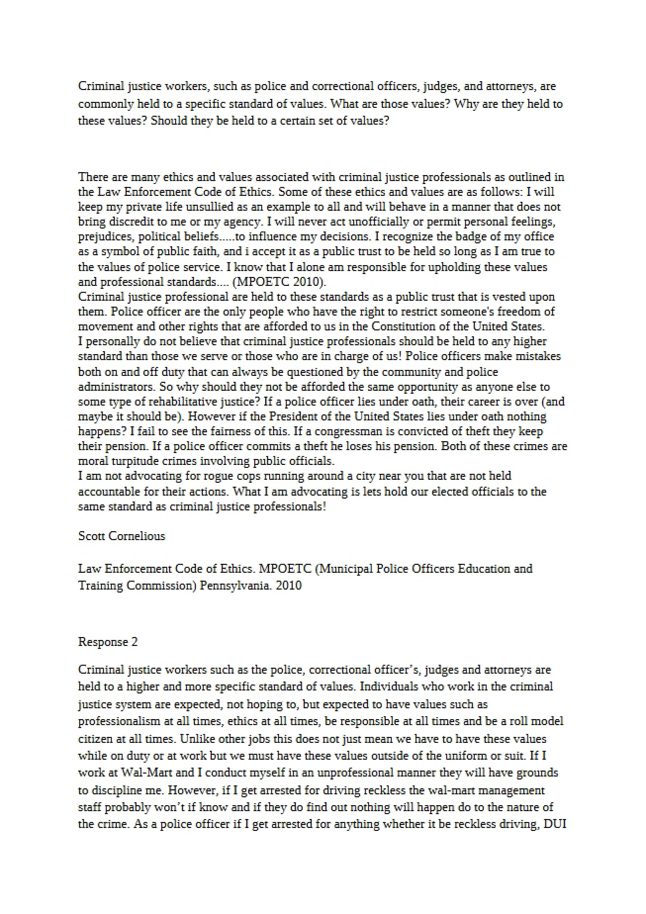 Ethical Code for Law Enforcement