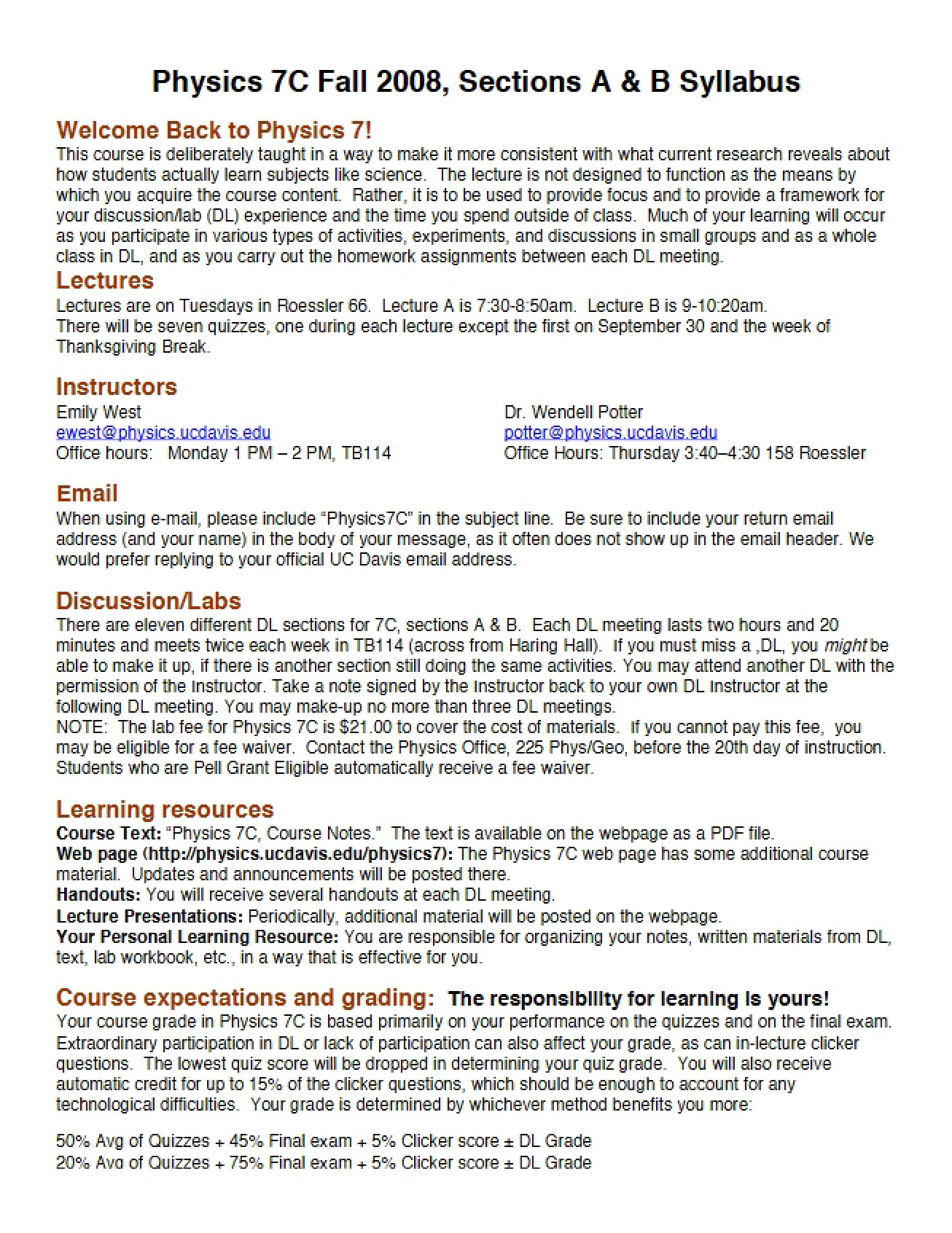 Syllabus for PHY 7
