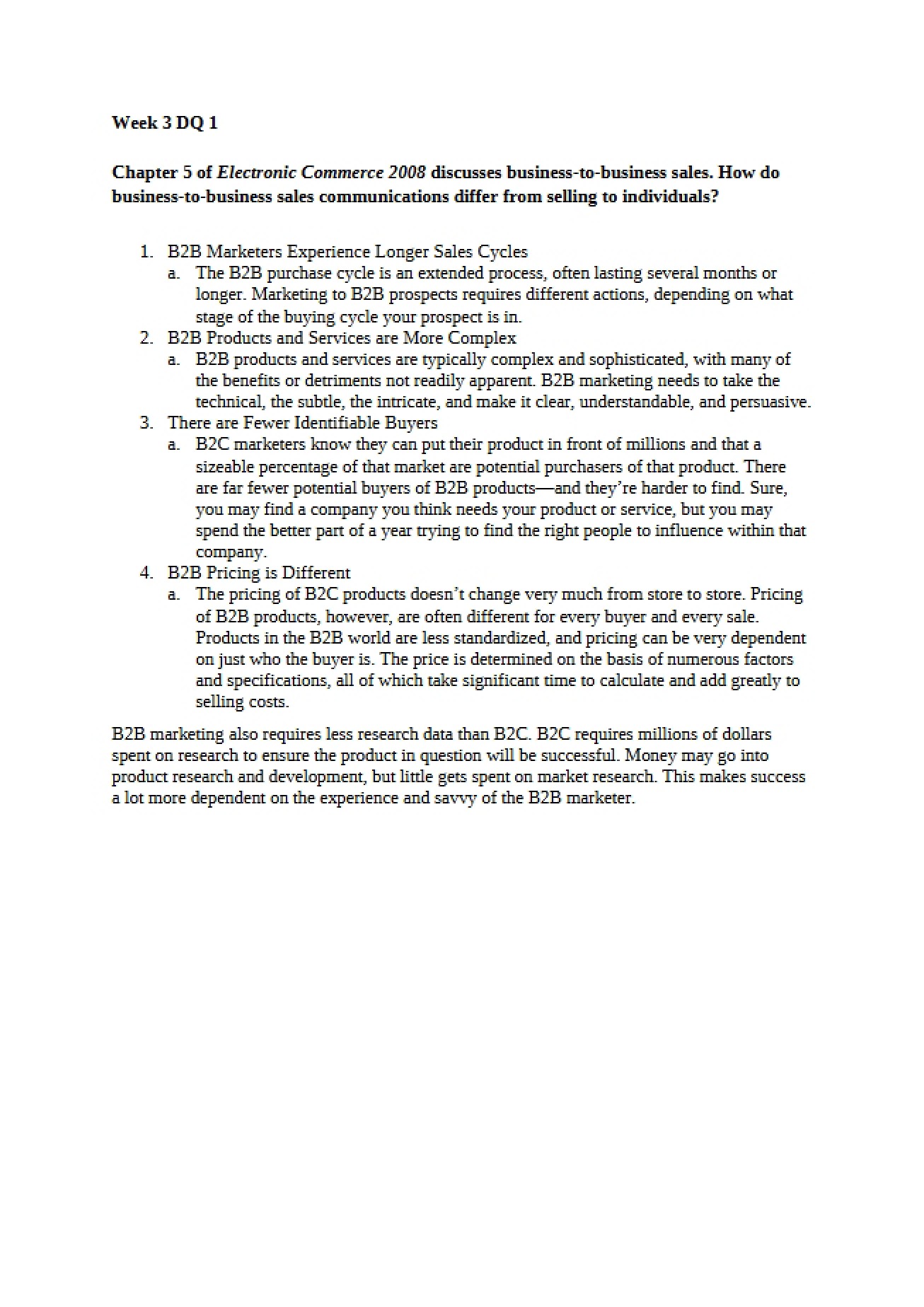 Business-to-Business Sales Communications