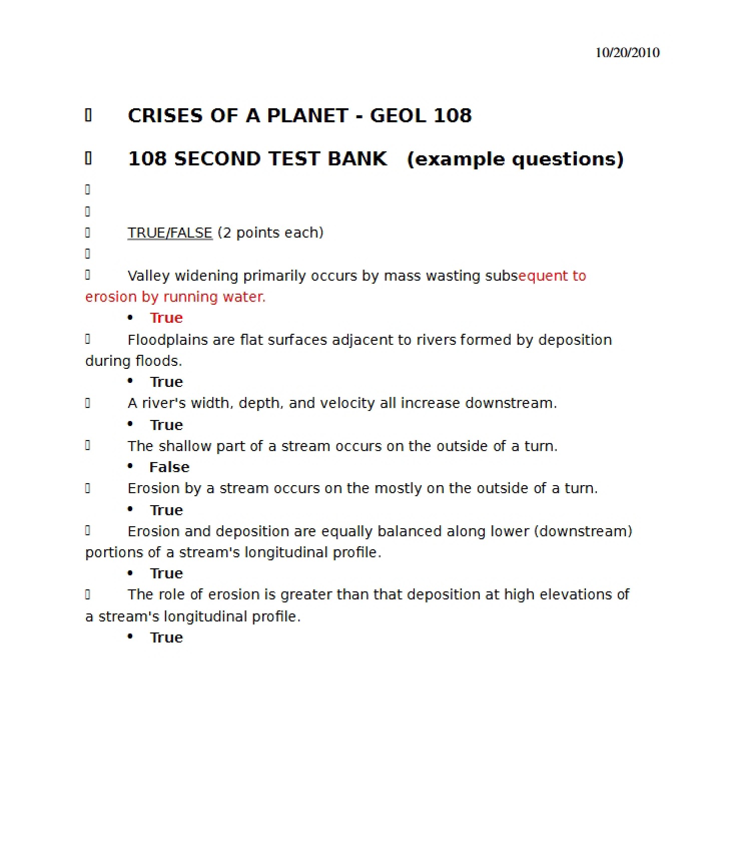 Study Guide for Midterm Two