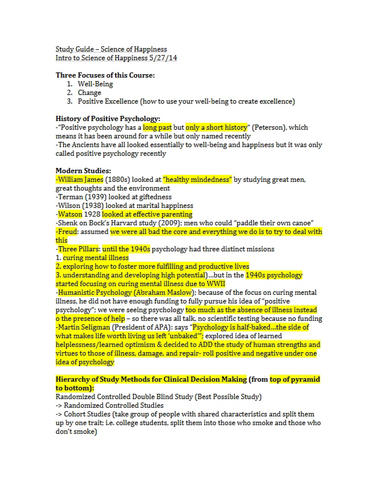 Happiness Science Study Guide
