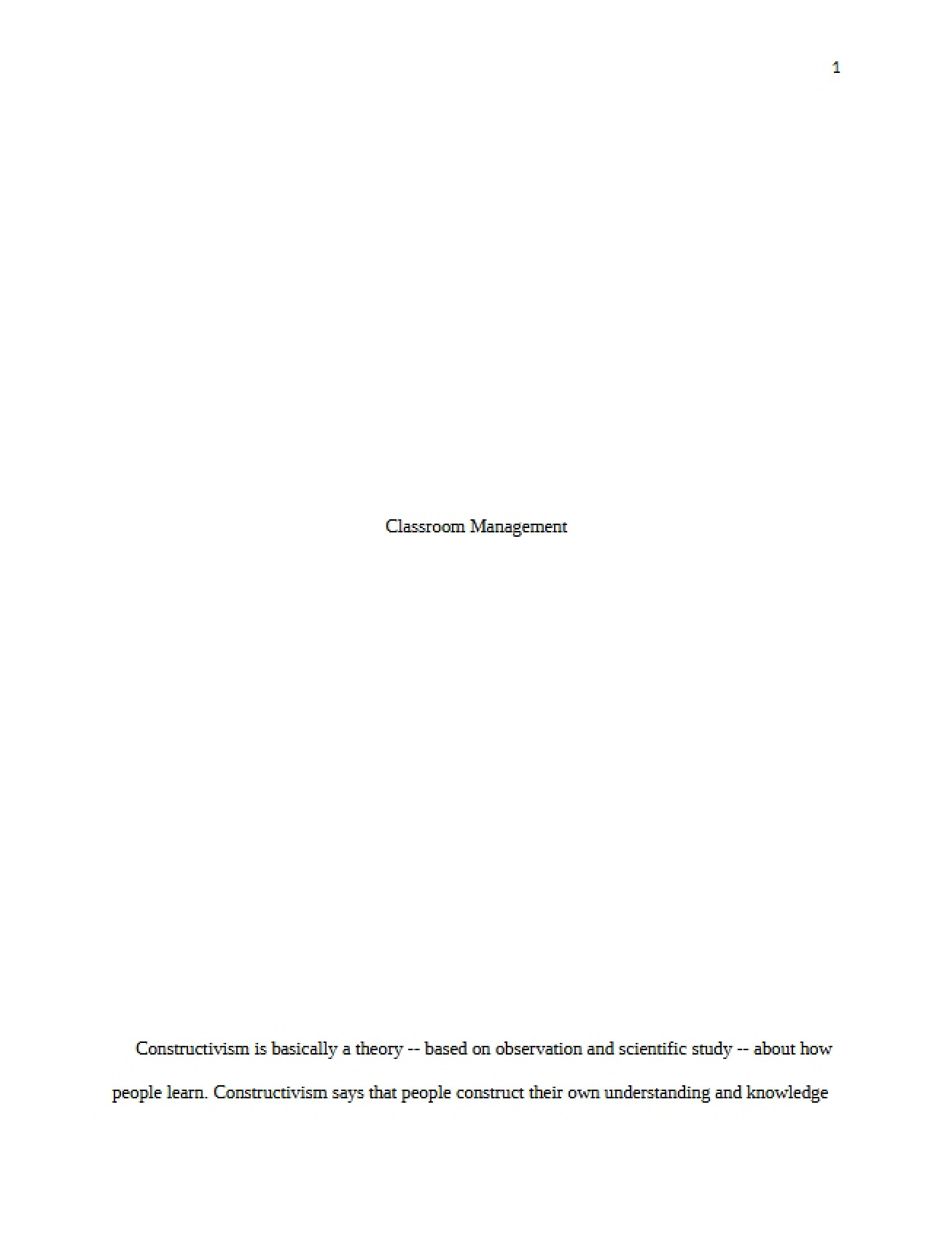 Management of the Classroom