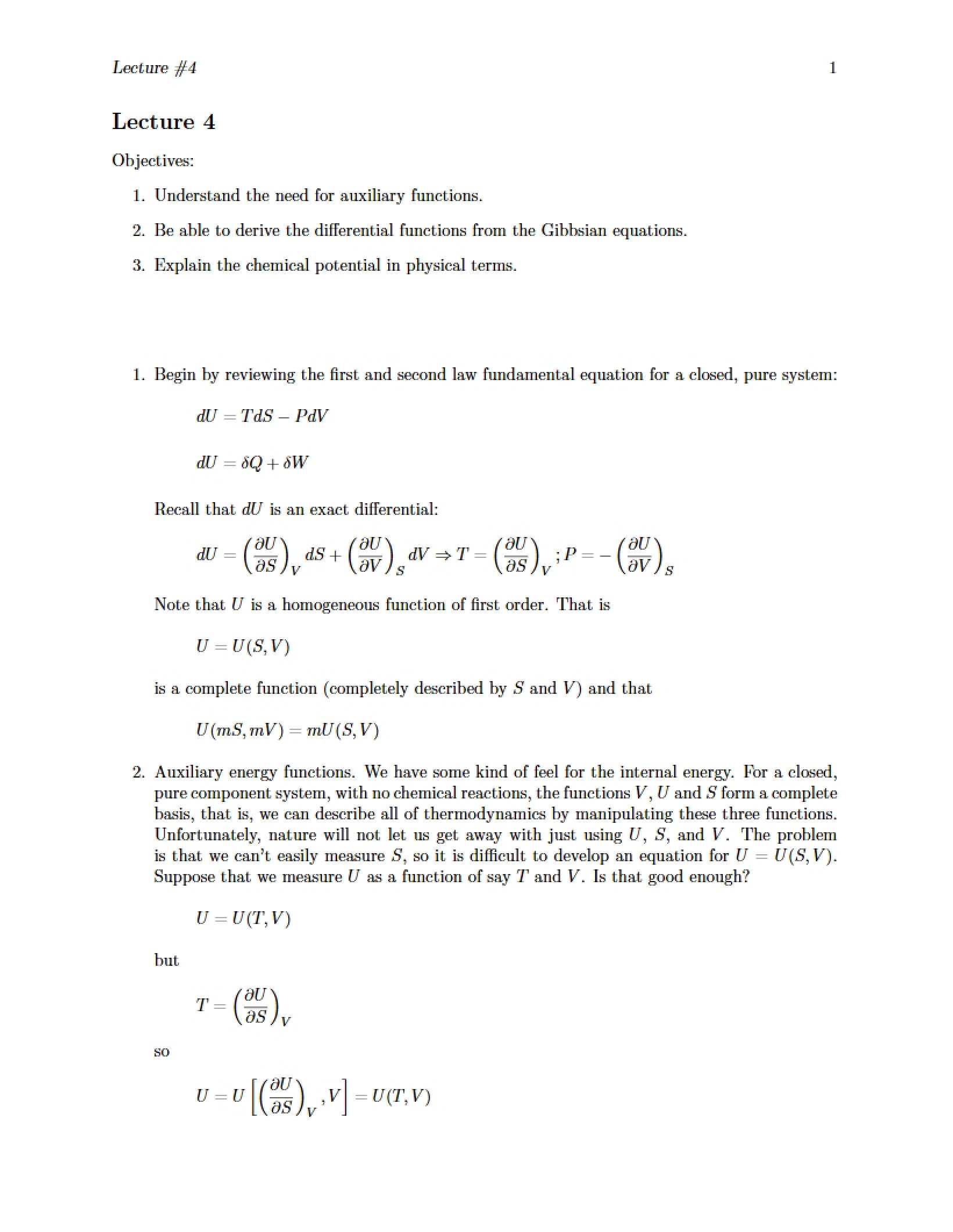 Thermodynamics Lecture Notes