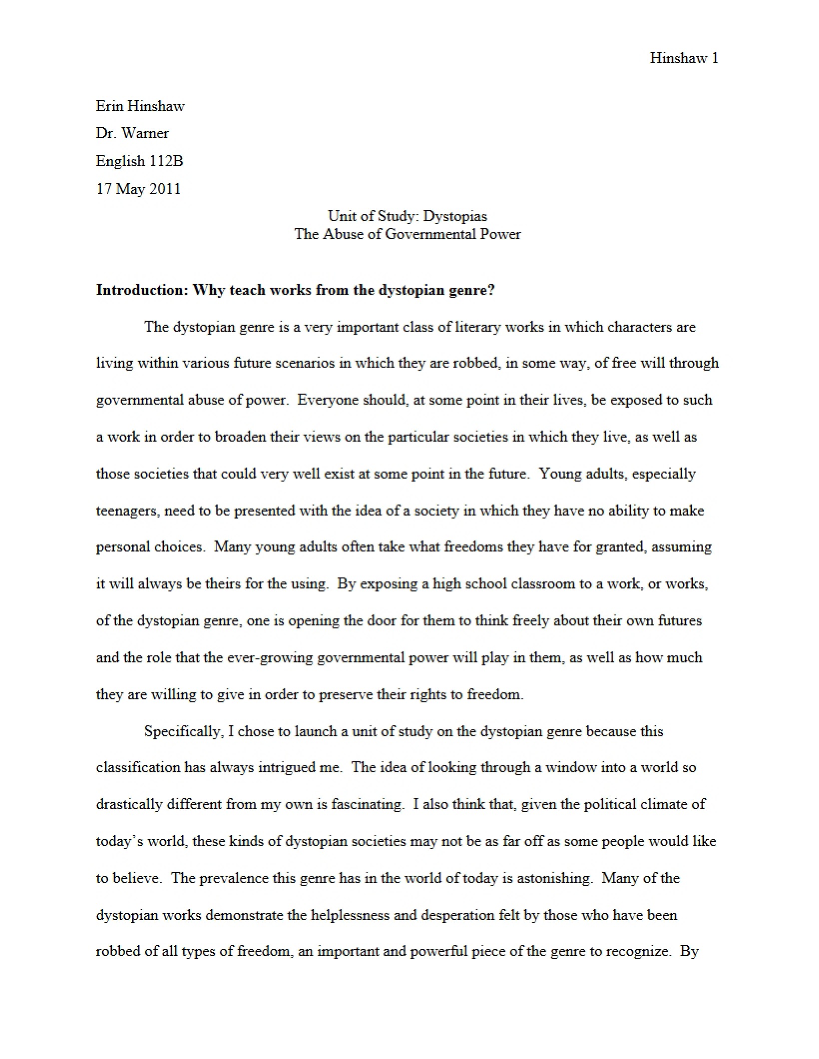 Dystopian Literature Analysis