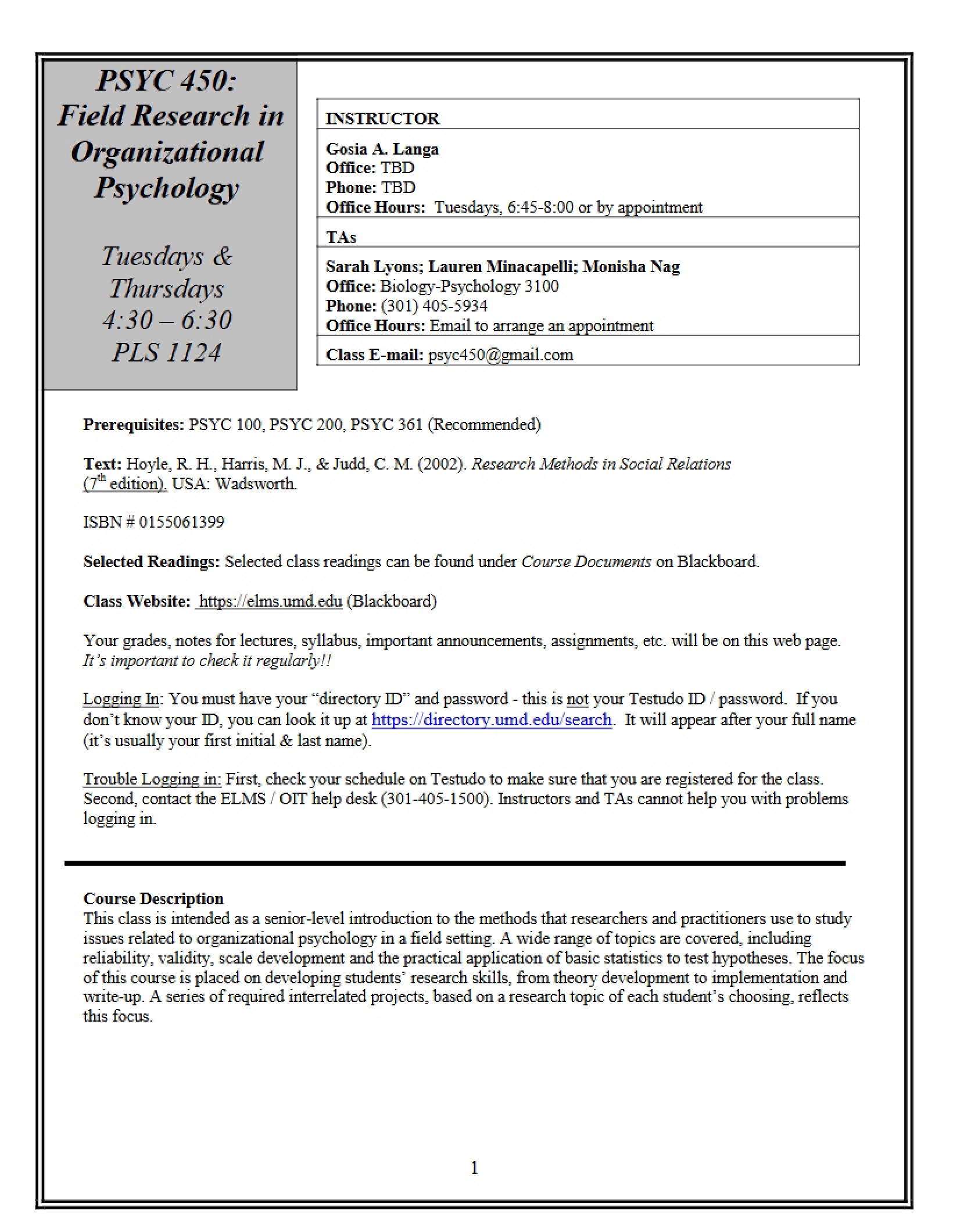 Field Research Syllabus