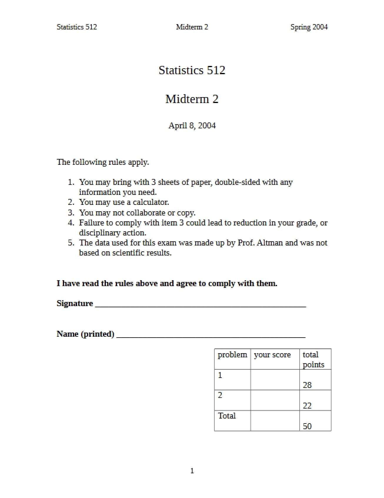 Midterm Two Statistics 512