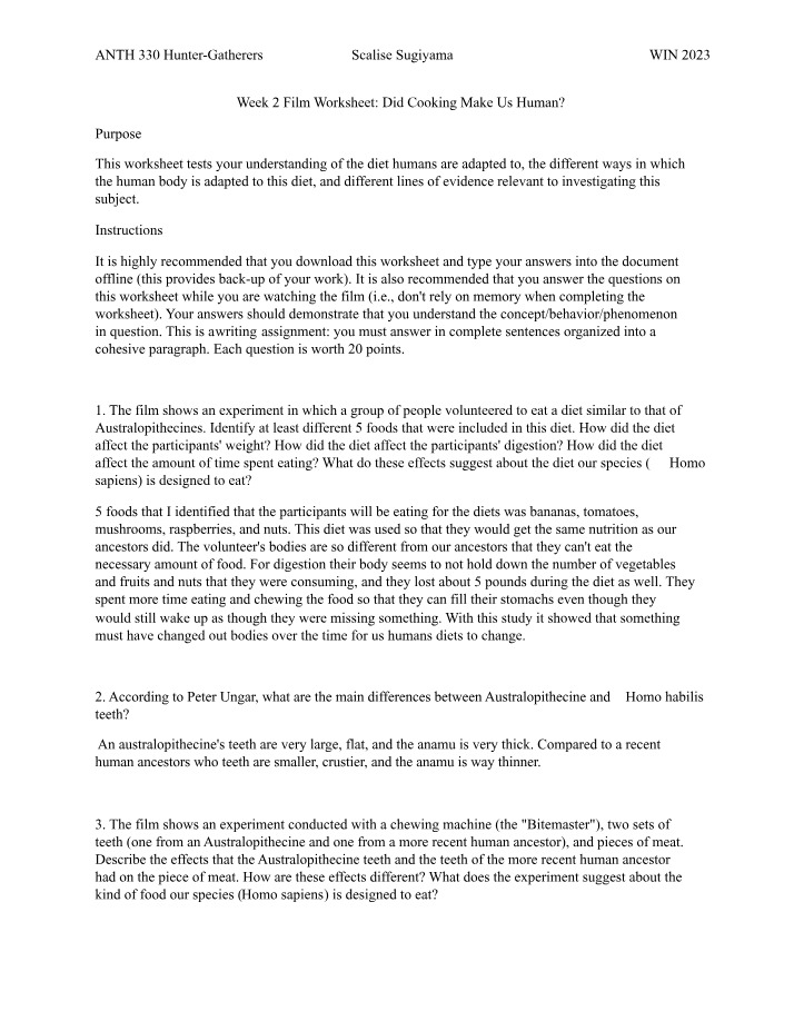 Worksheet - ANTH 330 Week 2