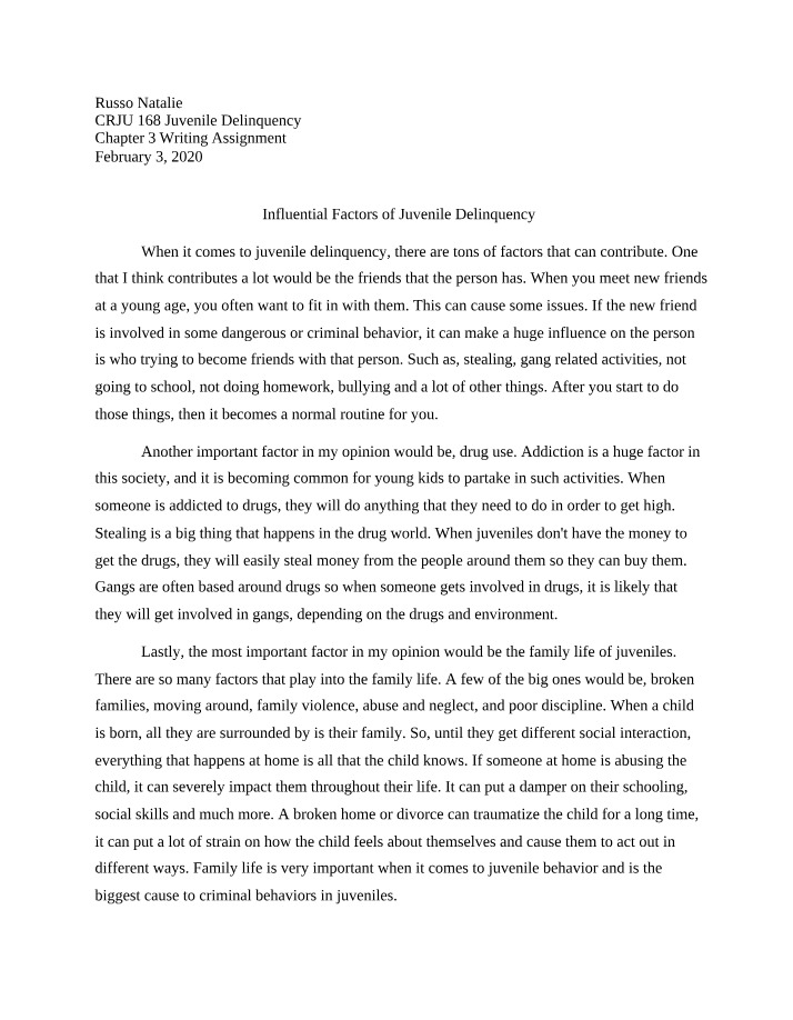 Writing Assignment for Chapter 3