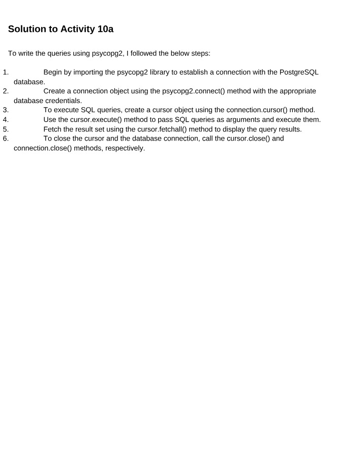Activity 10a Solution
