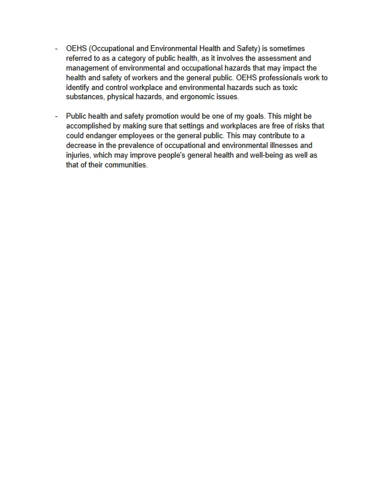 Occupational Health and Safety