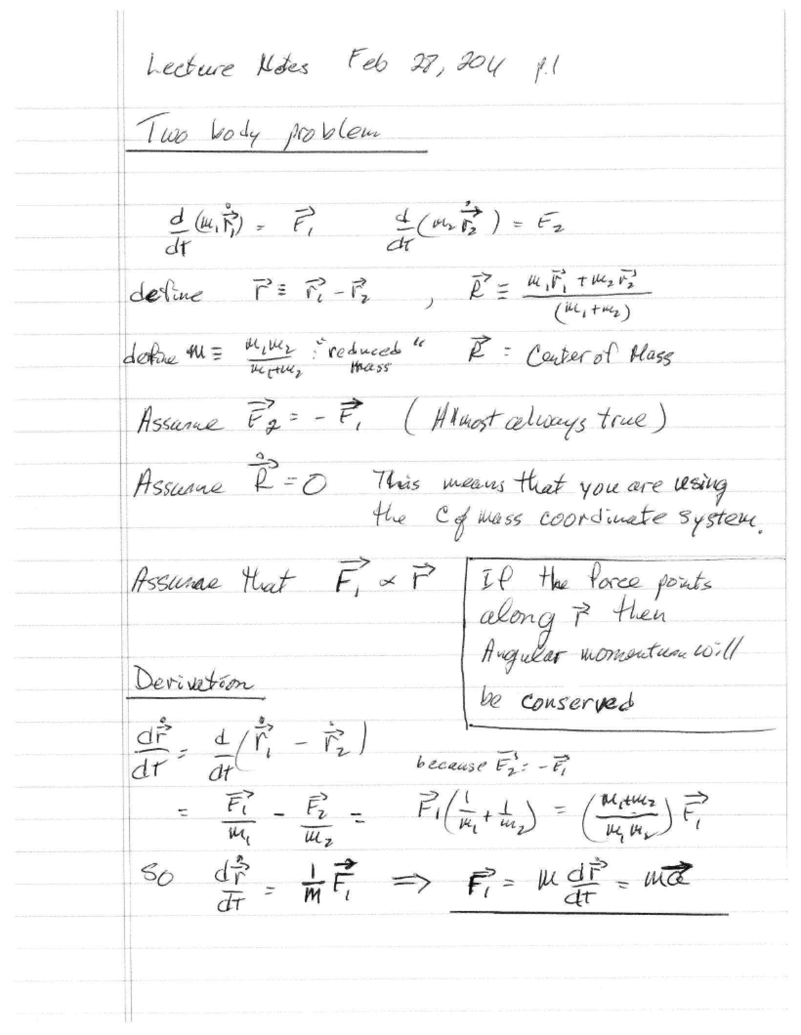 Notes on the Two Body Problem