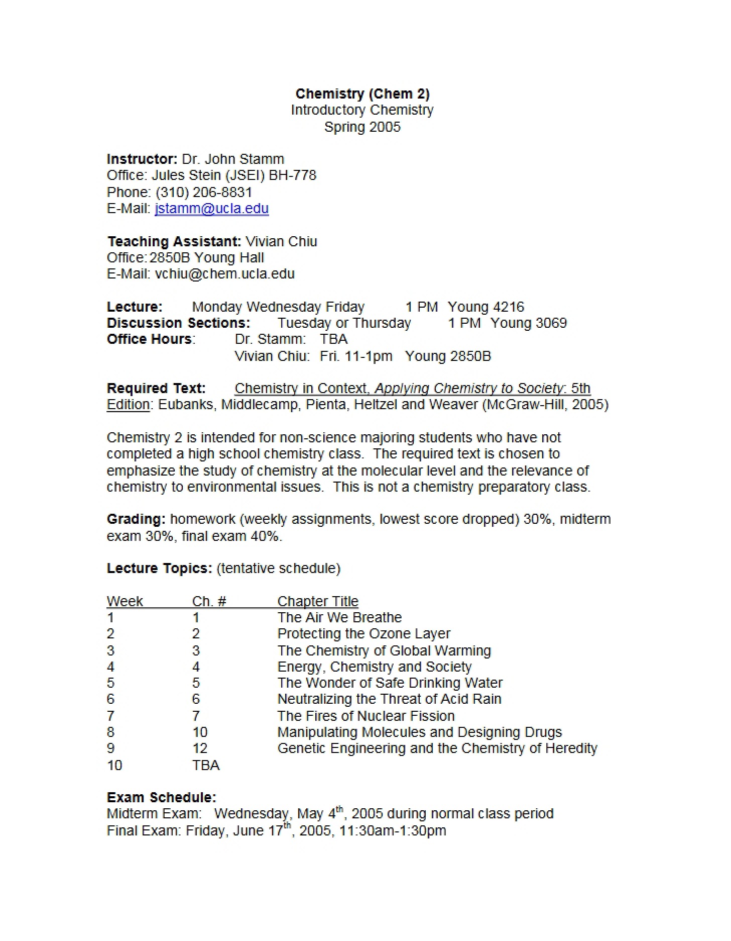 Class Syllabus
