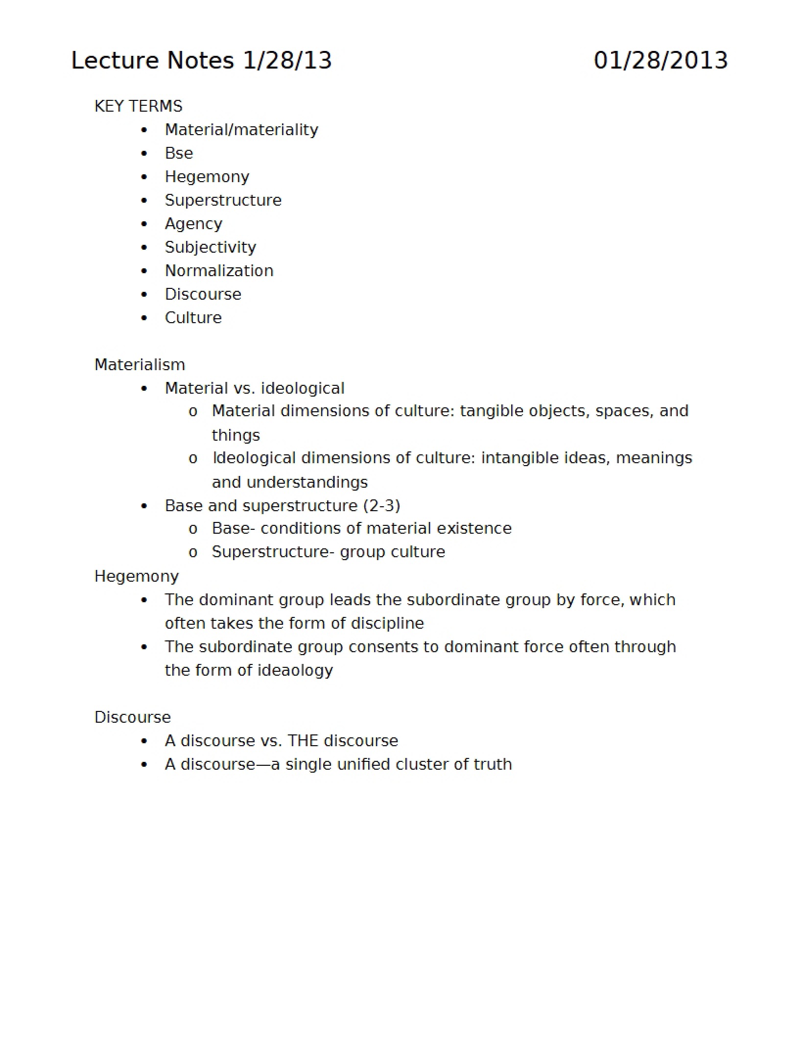 Class Lecture Notes