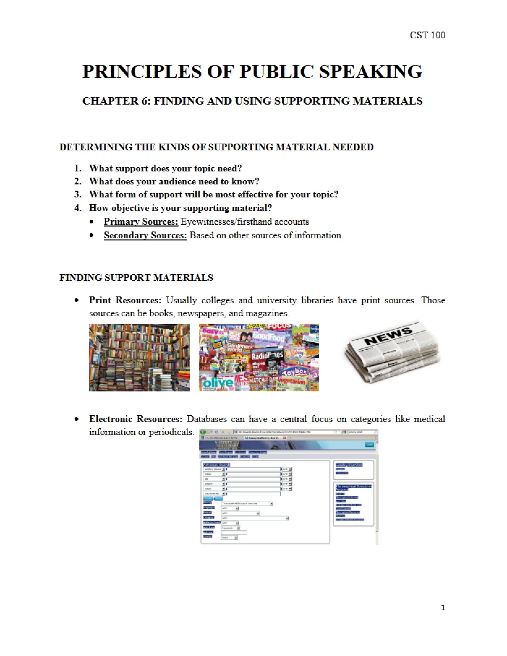 Supporting Materials Usage and Discovery (Ch 6)