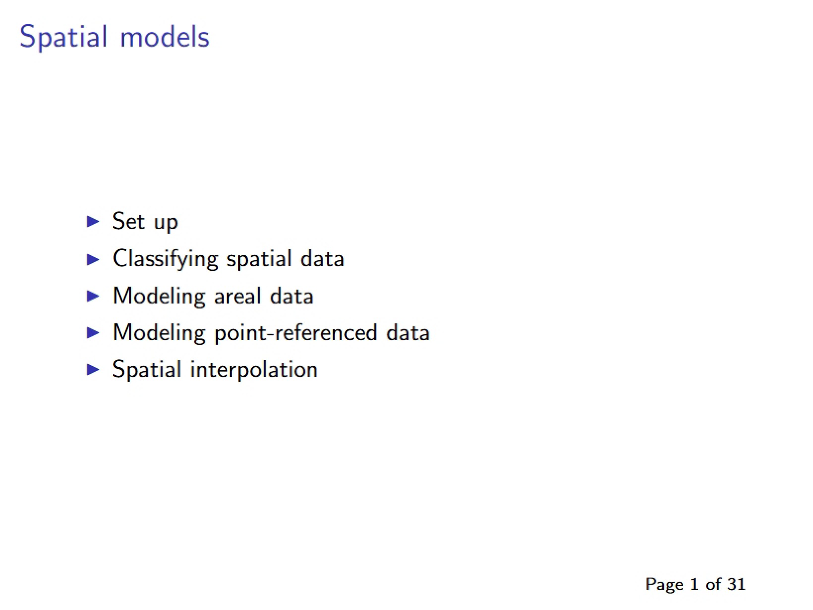 Models for Spatial Statistics