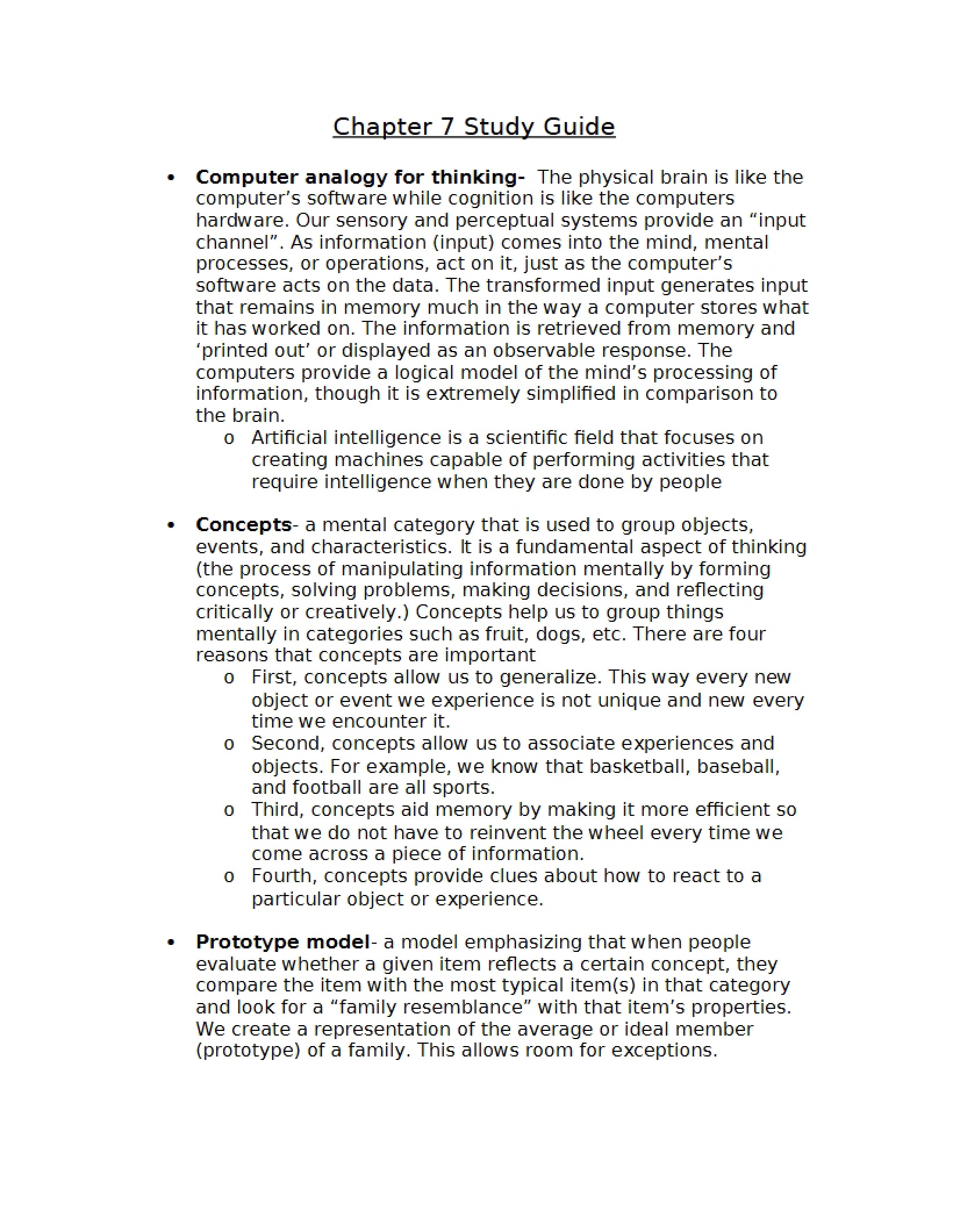 Study Guide for Chapter 7