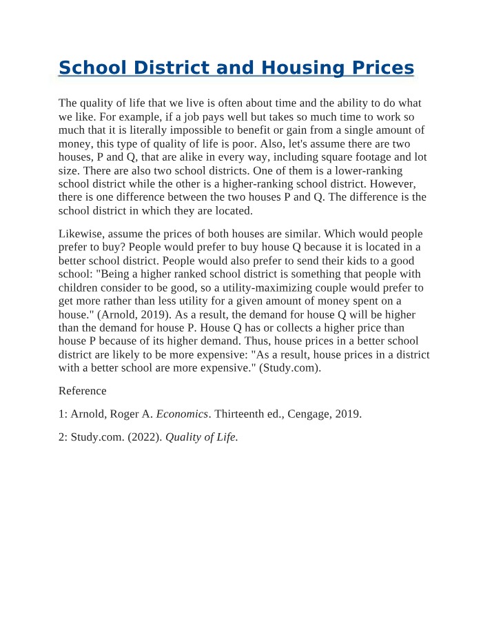 Housing Prices and School Districts