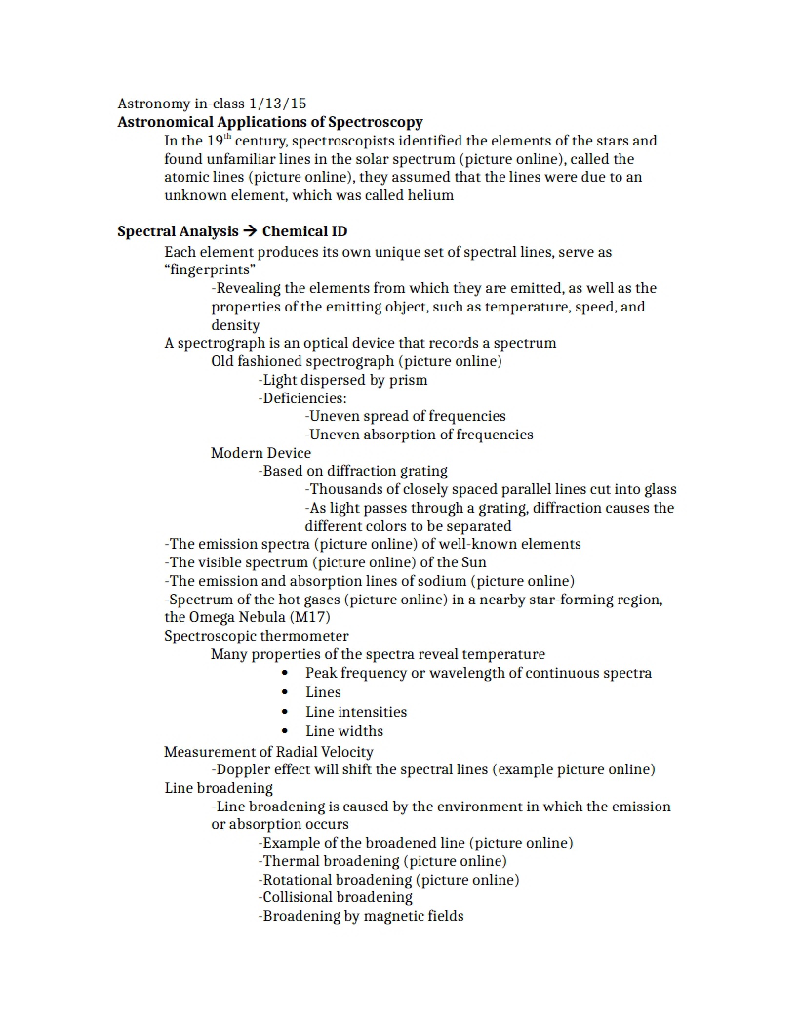 Lecture Notes from Jan 13, 2015