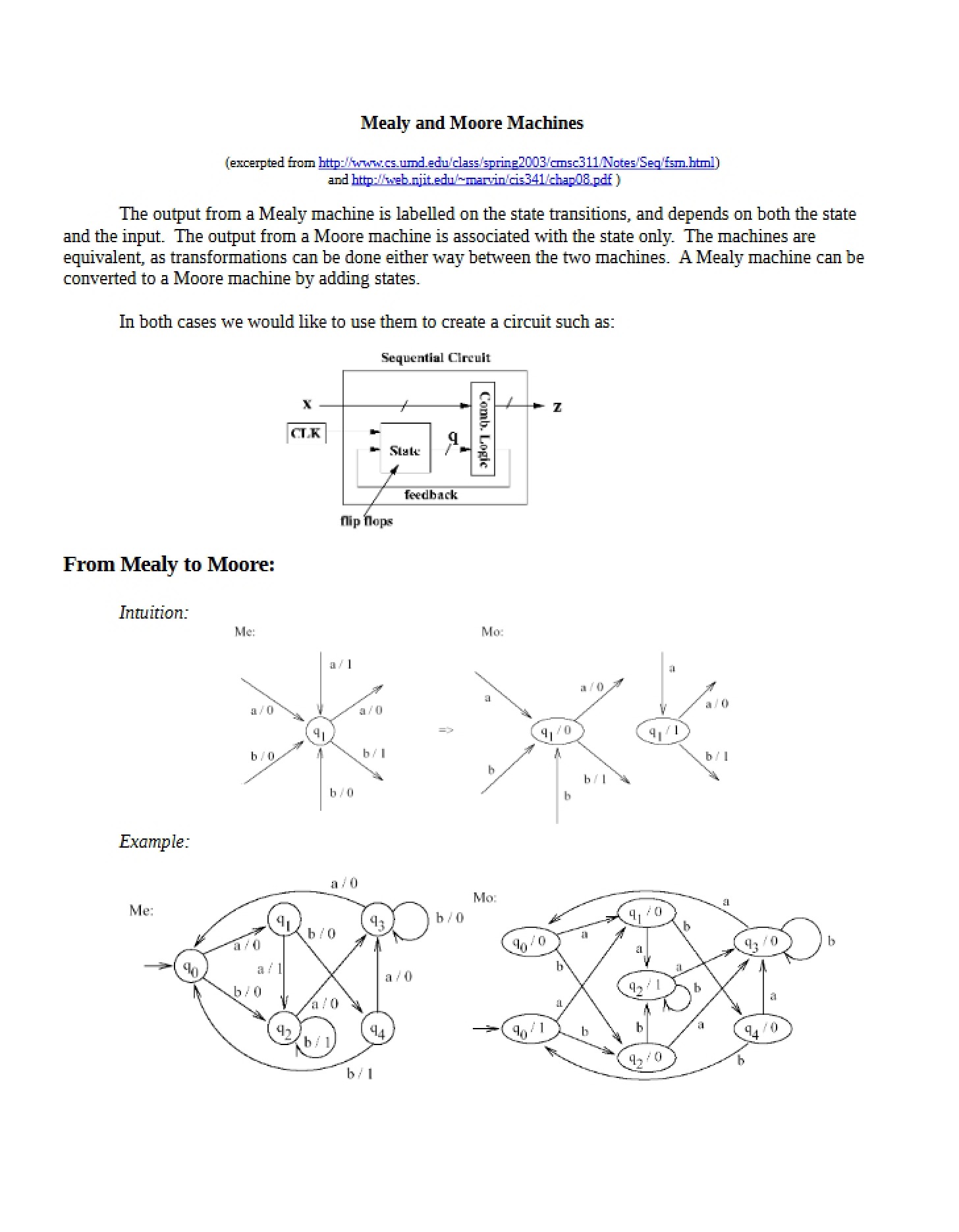 Moore and Mealy Machines