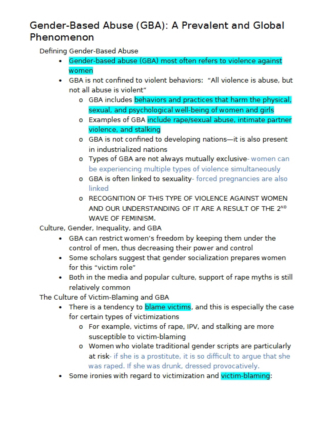Examination of Abuse Based on Gender