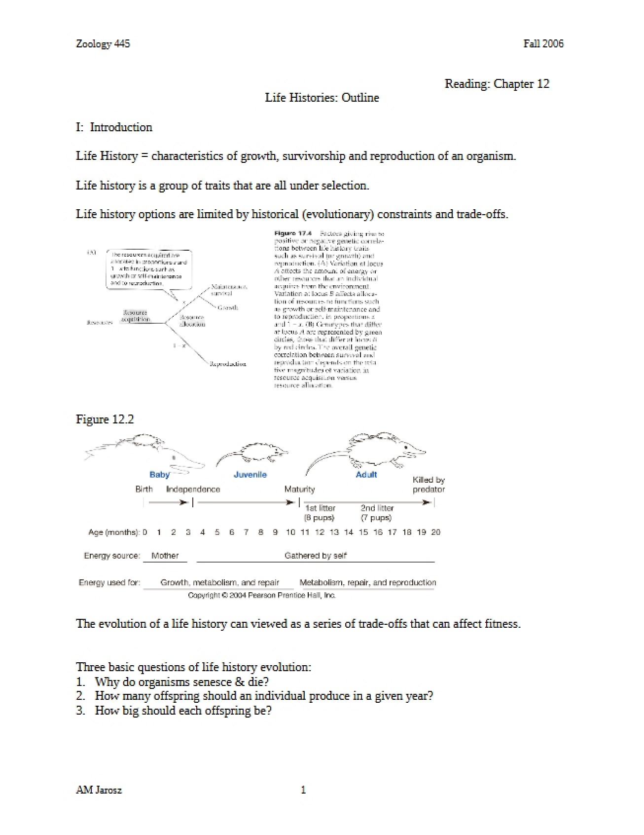 Outline Life Histories