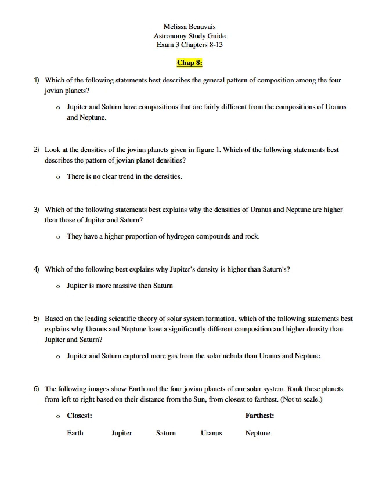 Study Guide for the Third Exam by Melissa Beauvais