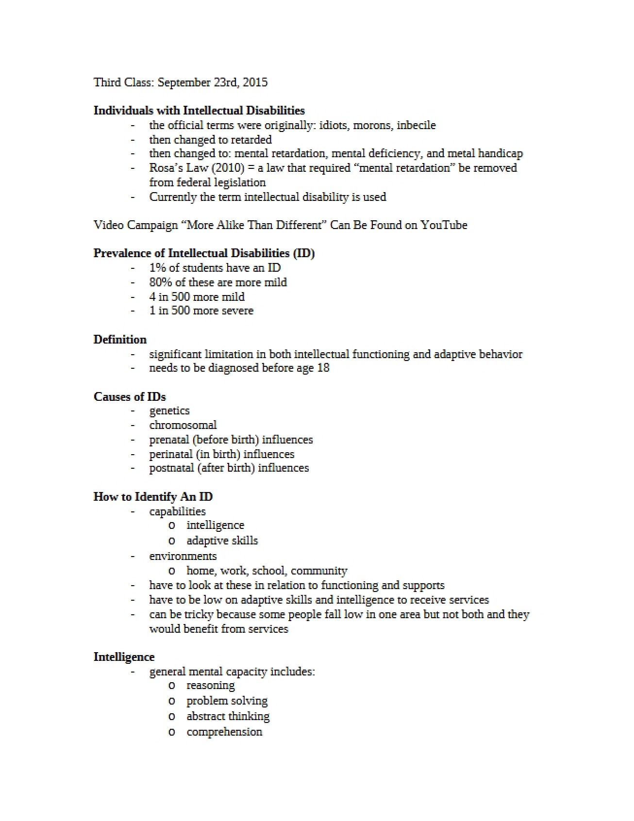 Intellectual Disabilities in Individuals