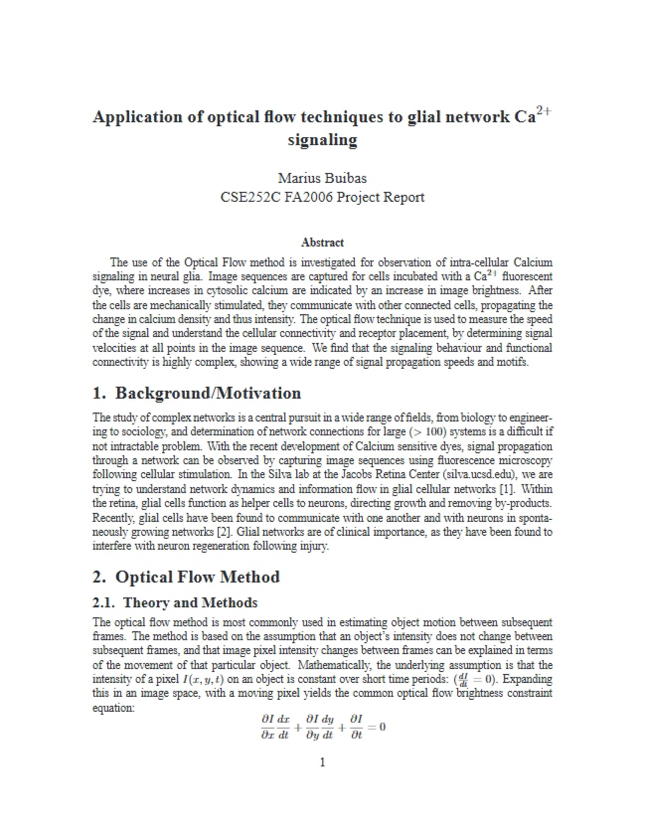 Applying Optical Flow Methods