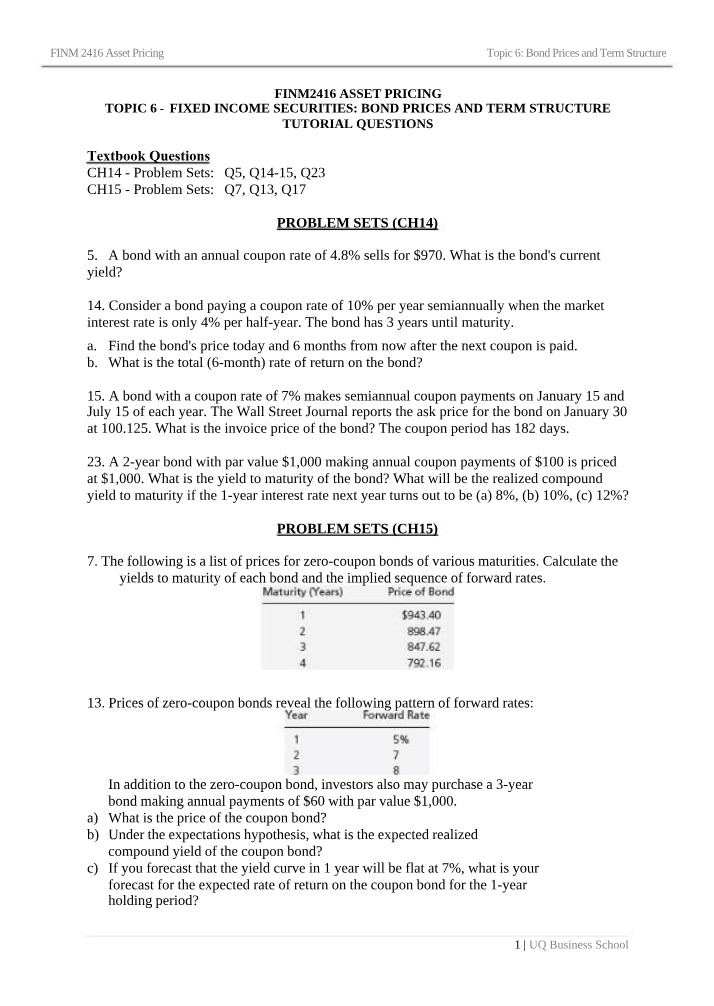 Bond Prices and Term Structure - Asset Pricing Tutorial