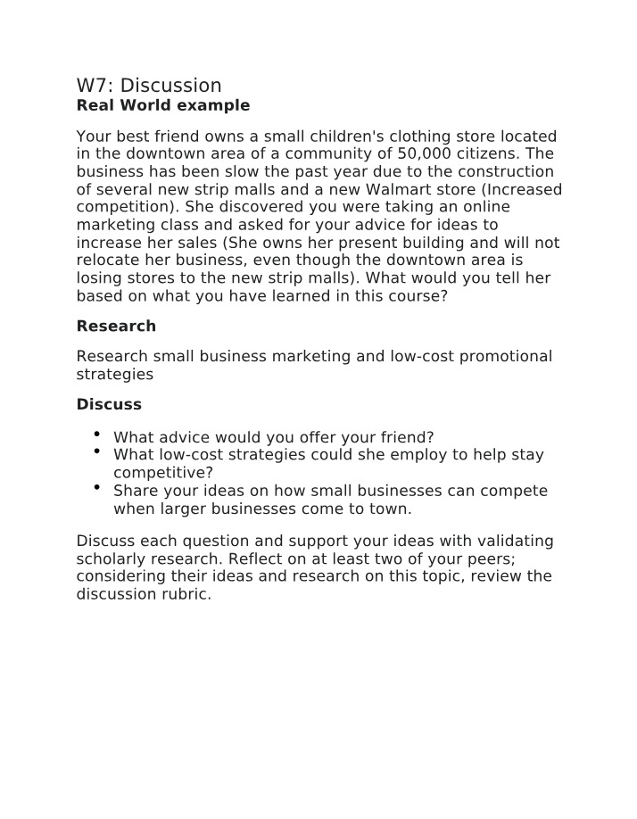 Discussion for MKTG600 Week 7