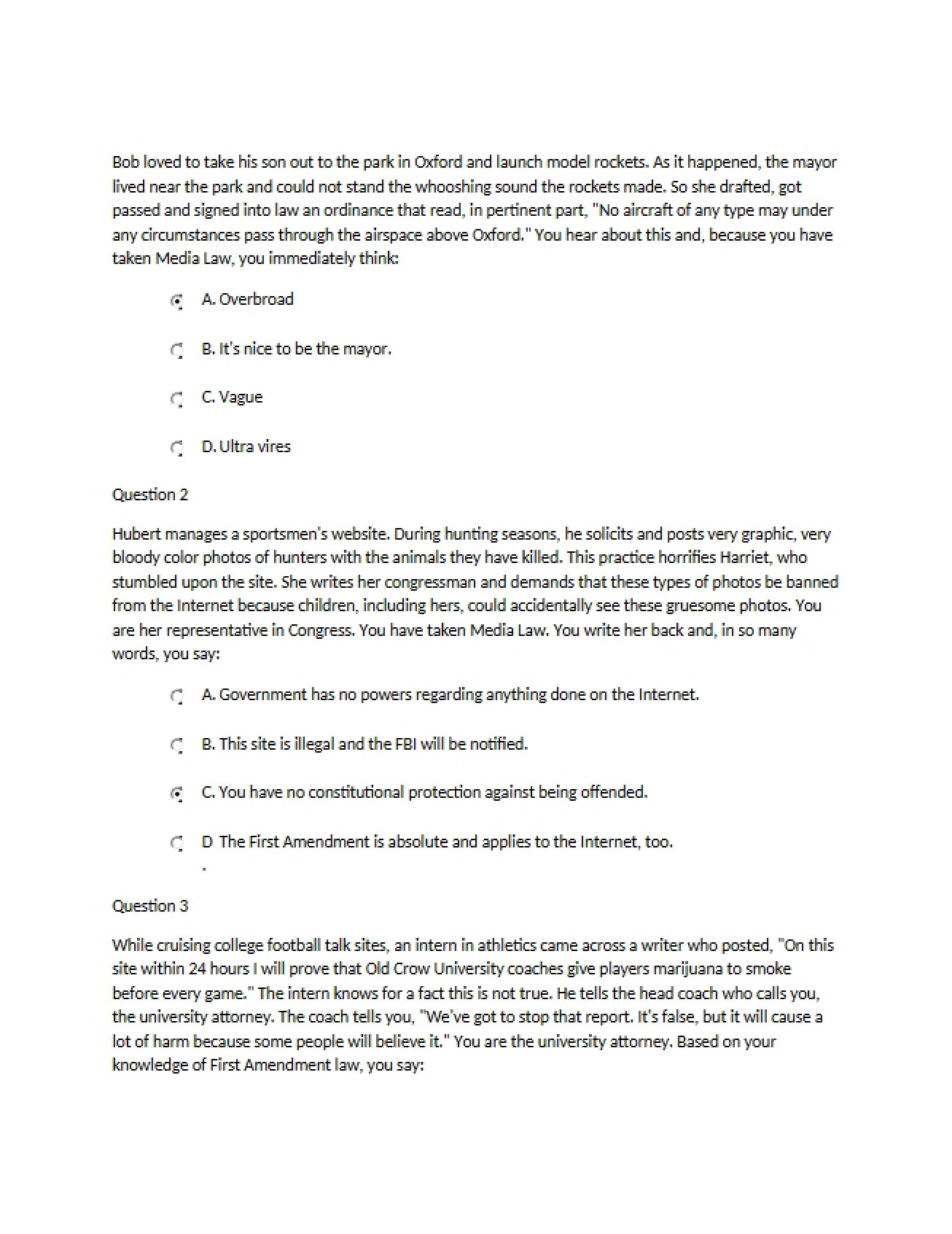 Communications Law Examination