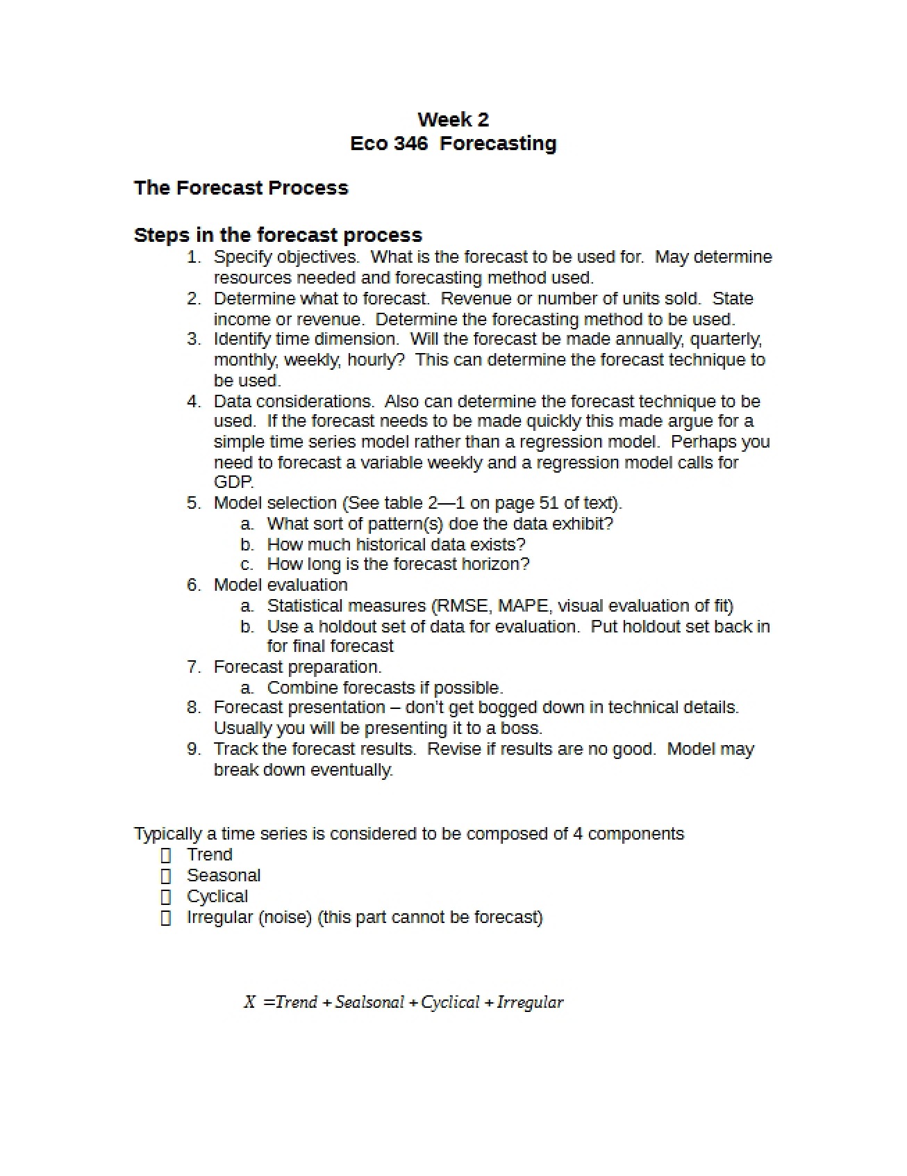 Process of Forecasting