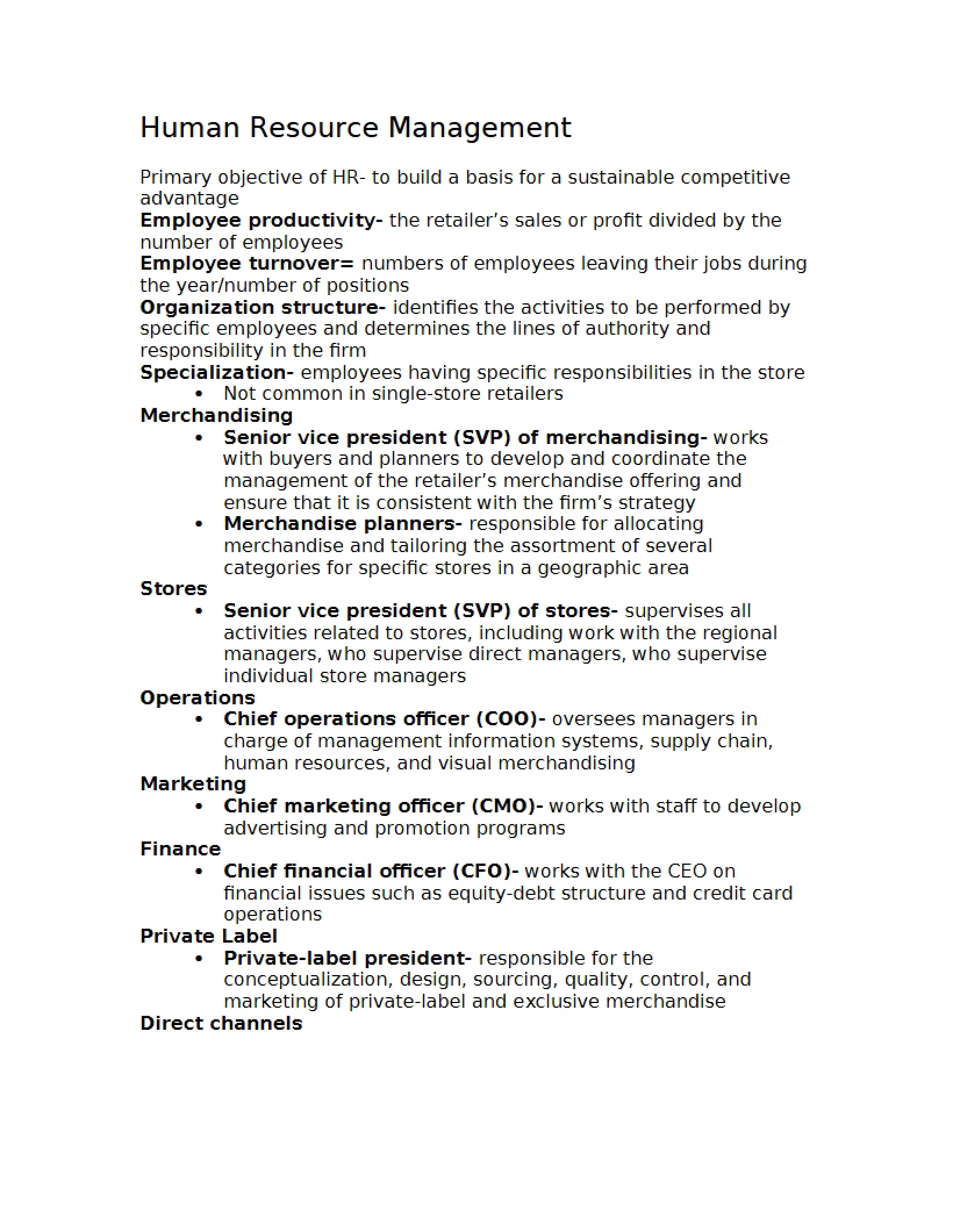 HR Management in Retail