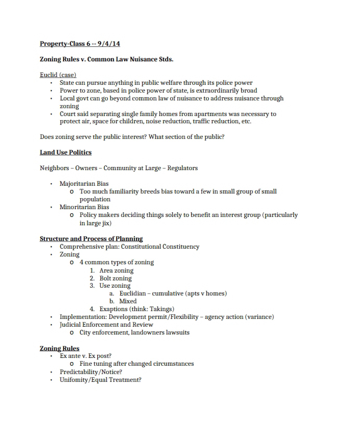 Common Law Nuisance Standards vs. Zoning Rules