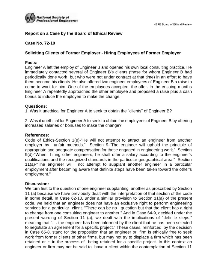 Ethical Considerations - Hiring Employees and Soliciting Clients