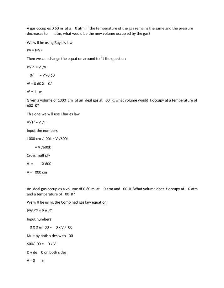 Calculating Changes in Gas Volume and Pressure