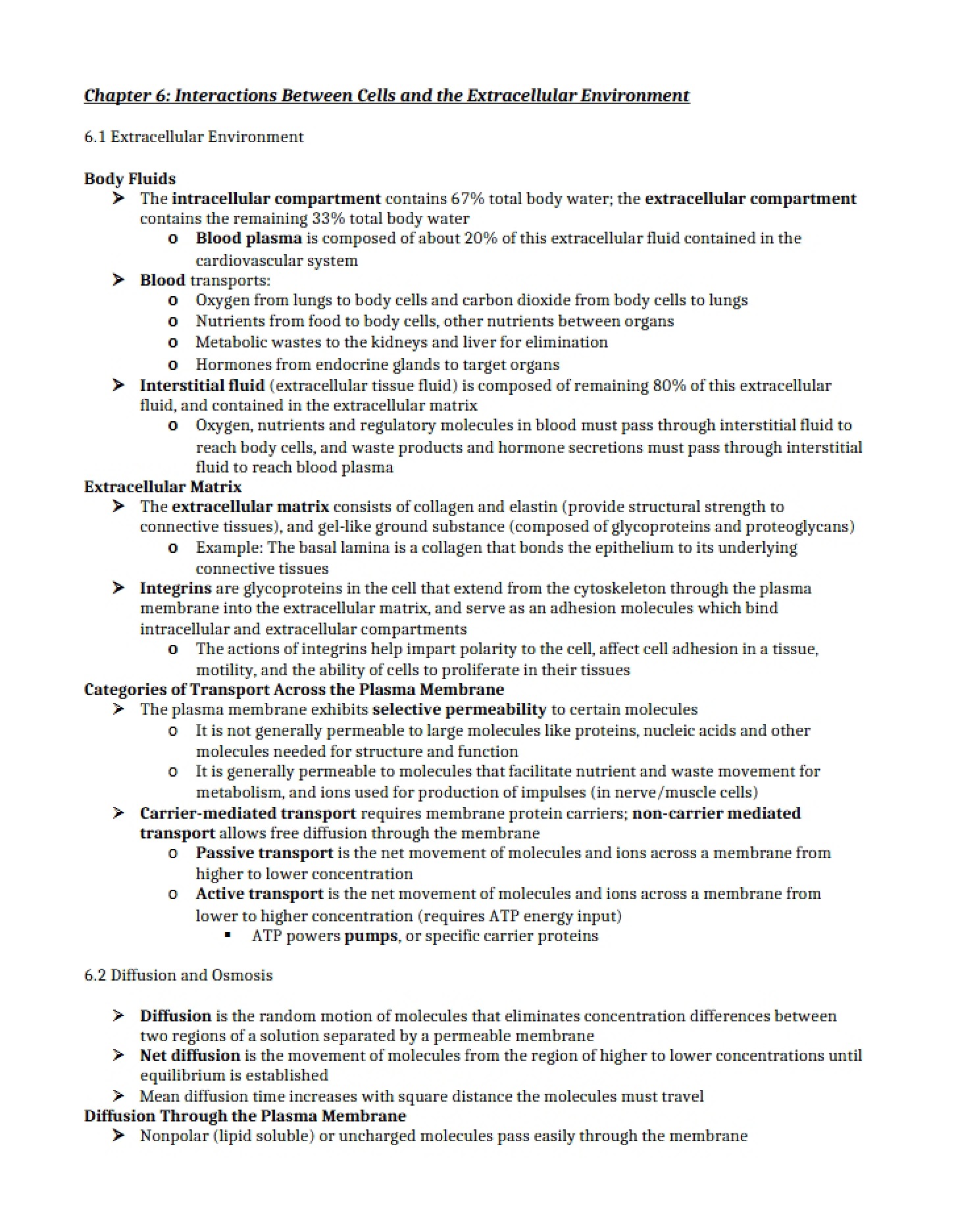 Cell Interactions (Chapter 6)