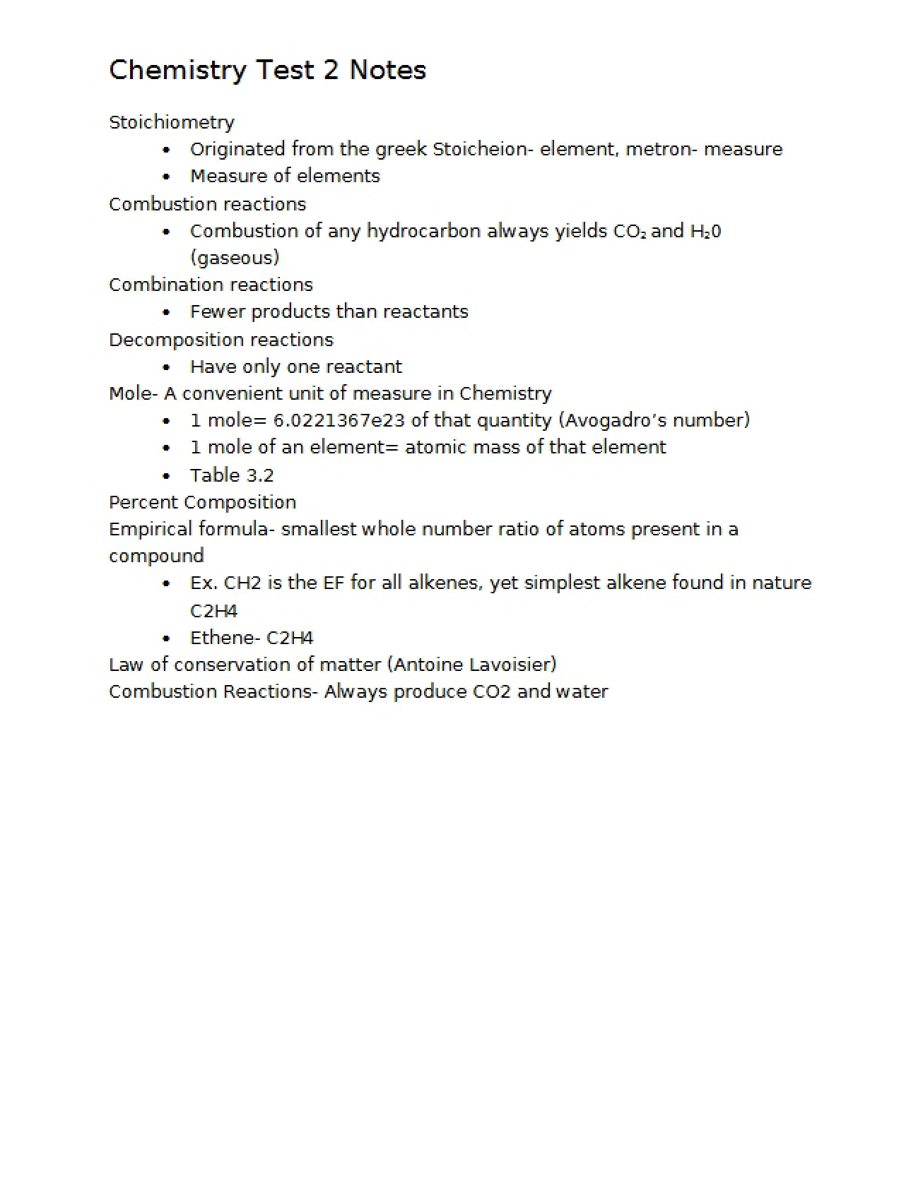 Chemistry Test 2