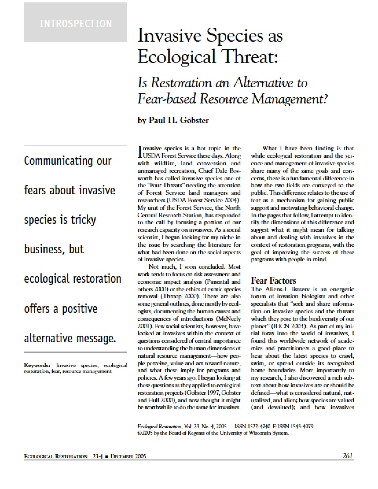 Invasive Species as an Ecological Threat